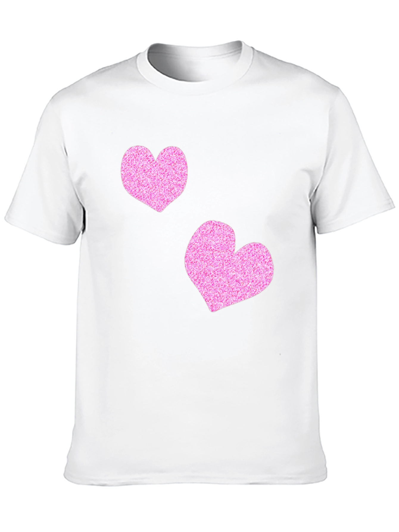 Stylish Black T-Shirt with Glitter Pink Heart Design