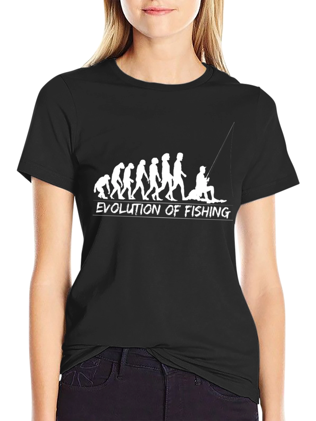 Evolution of Fishing Black T-Shirt