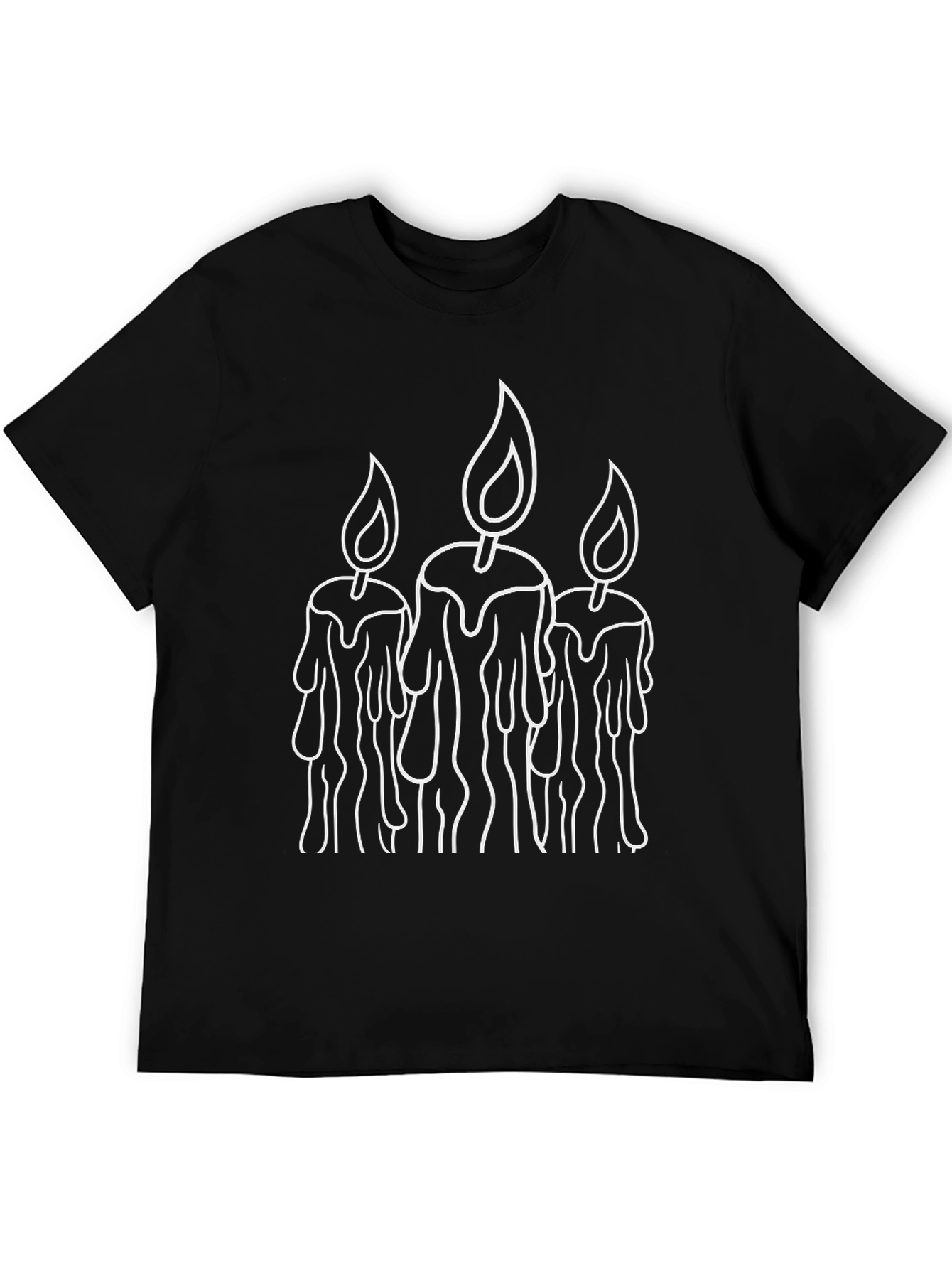 Candle Graphic Tee - Black Cotton Casual Wear