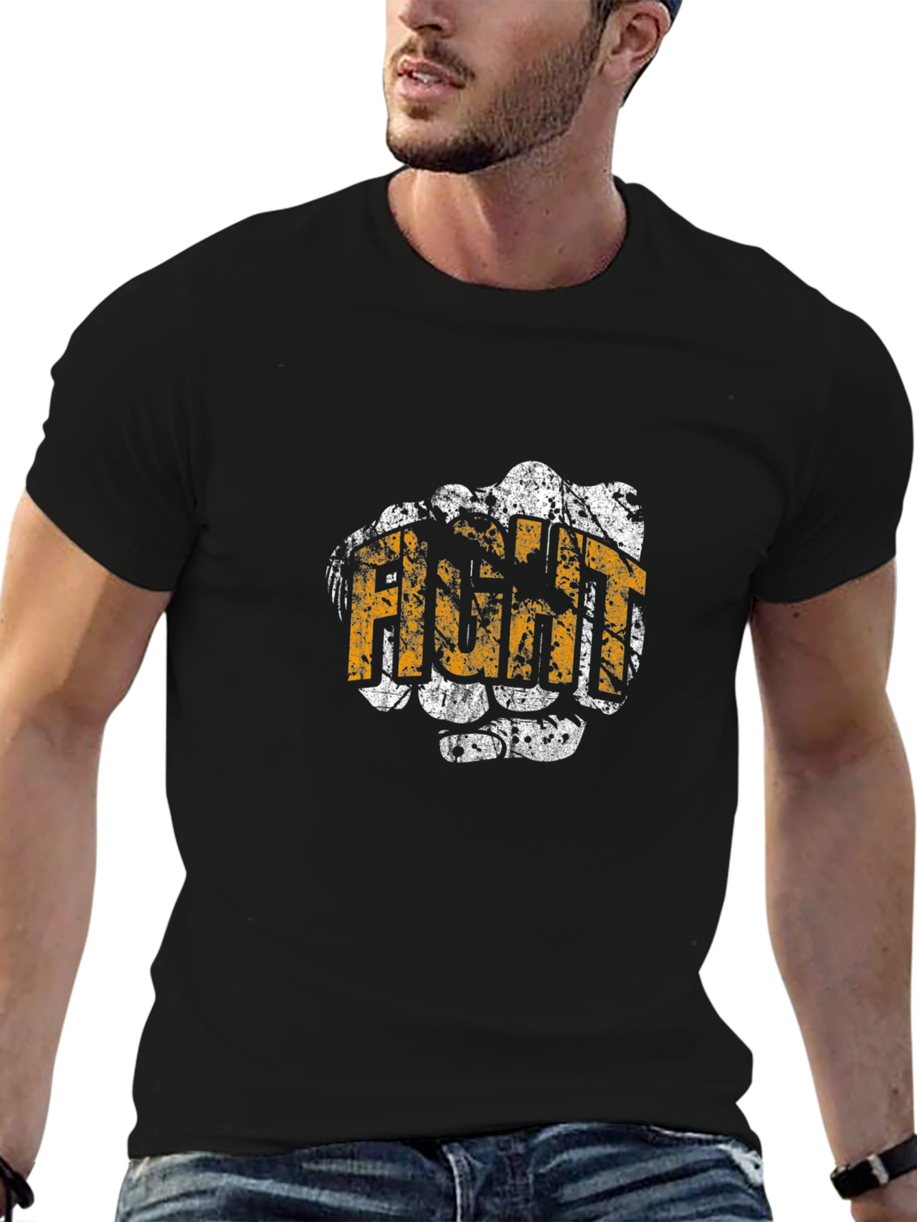 Fight Fist Graphic T-Shirt - Black Cotton Tee