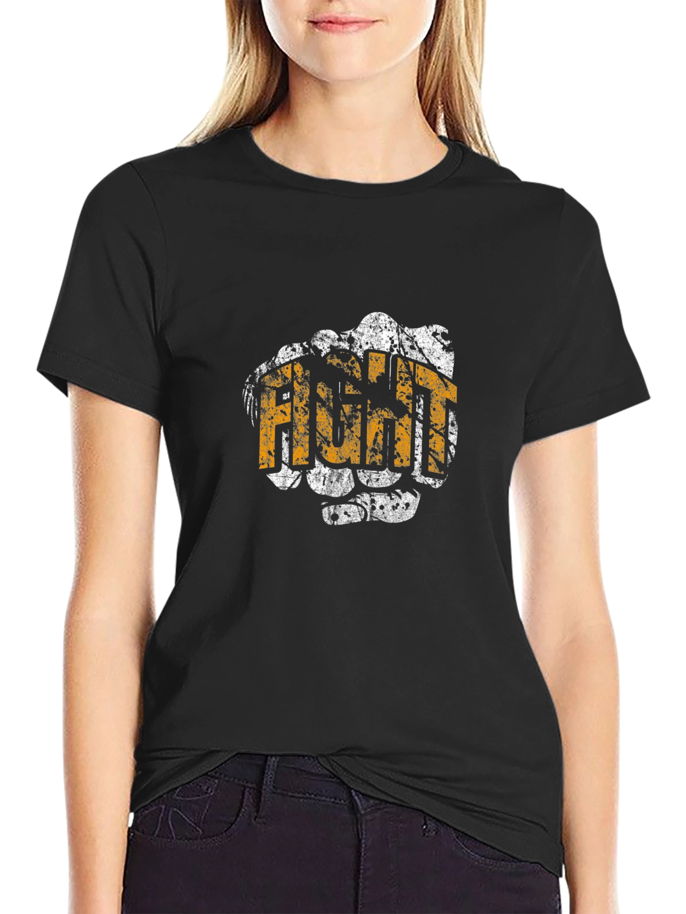 Fight Fist Graphic T-Shirt - Black Cotton Tee