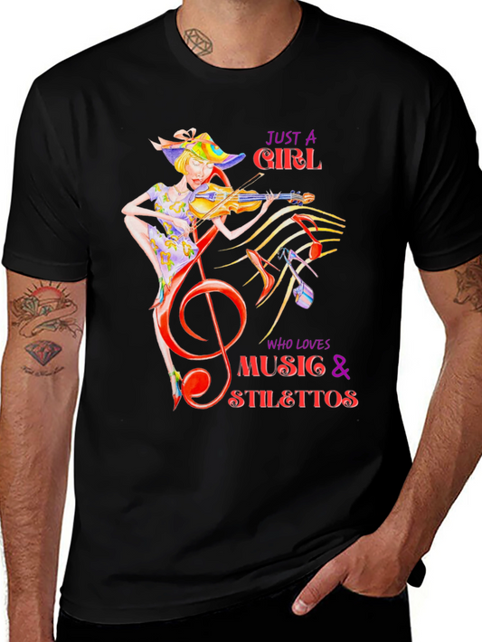 Music Lover T-Shirt: Girl Violin Stilettos