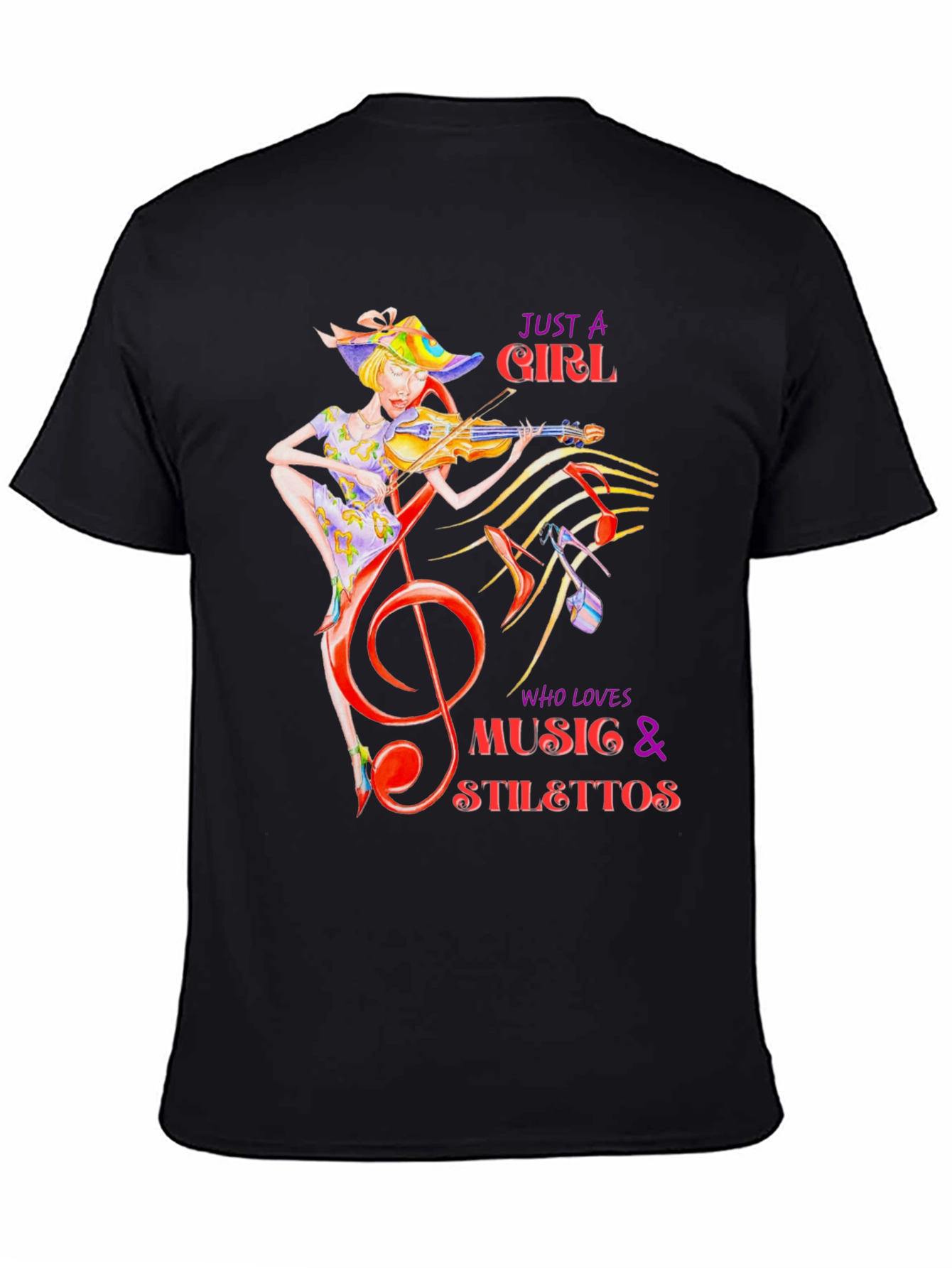 Music Lover T-Shirt: Girl Violin Stilettos