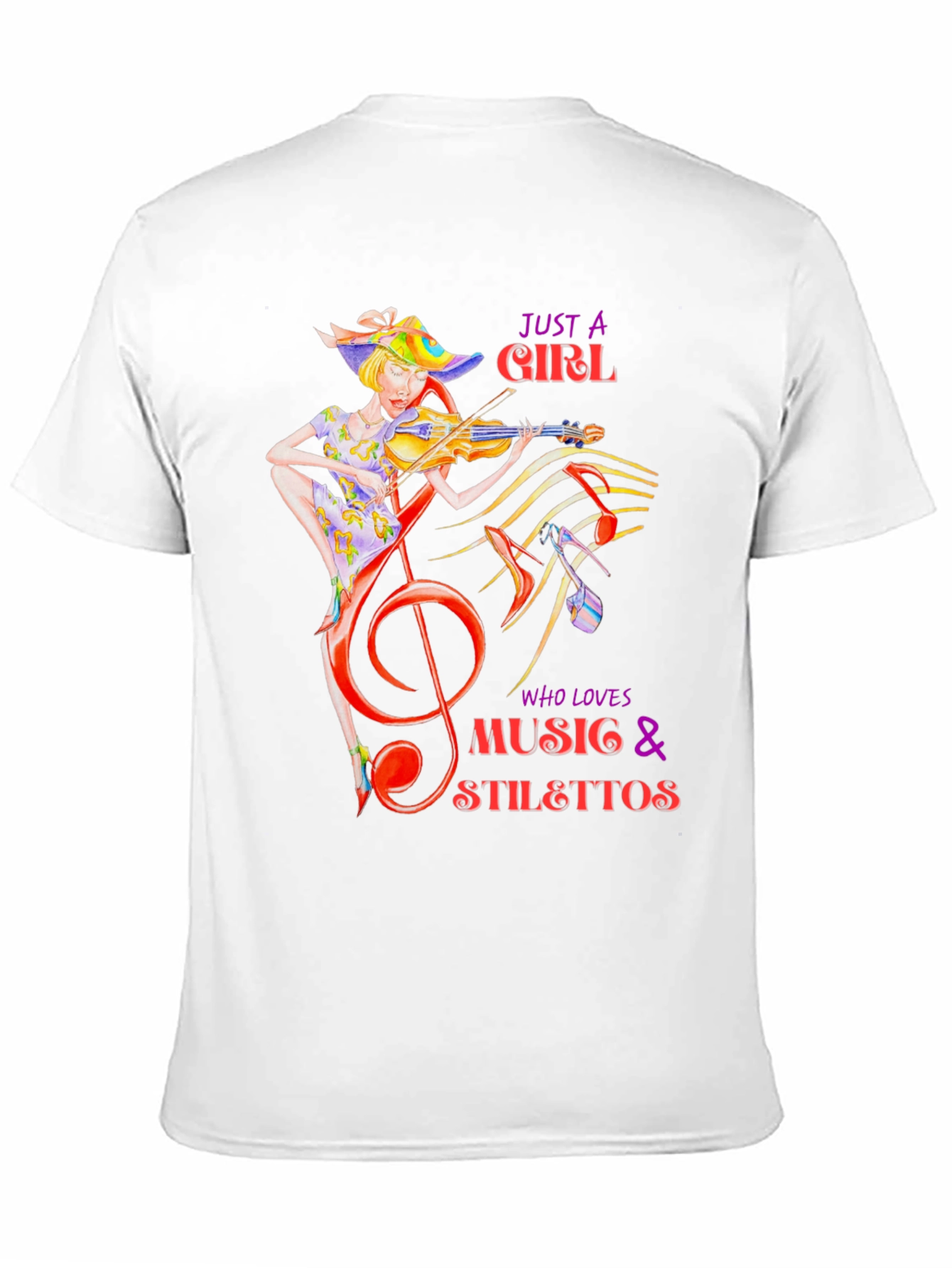 Music Lover T-Shirt: Girl Violin Stilettos