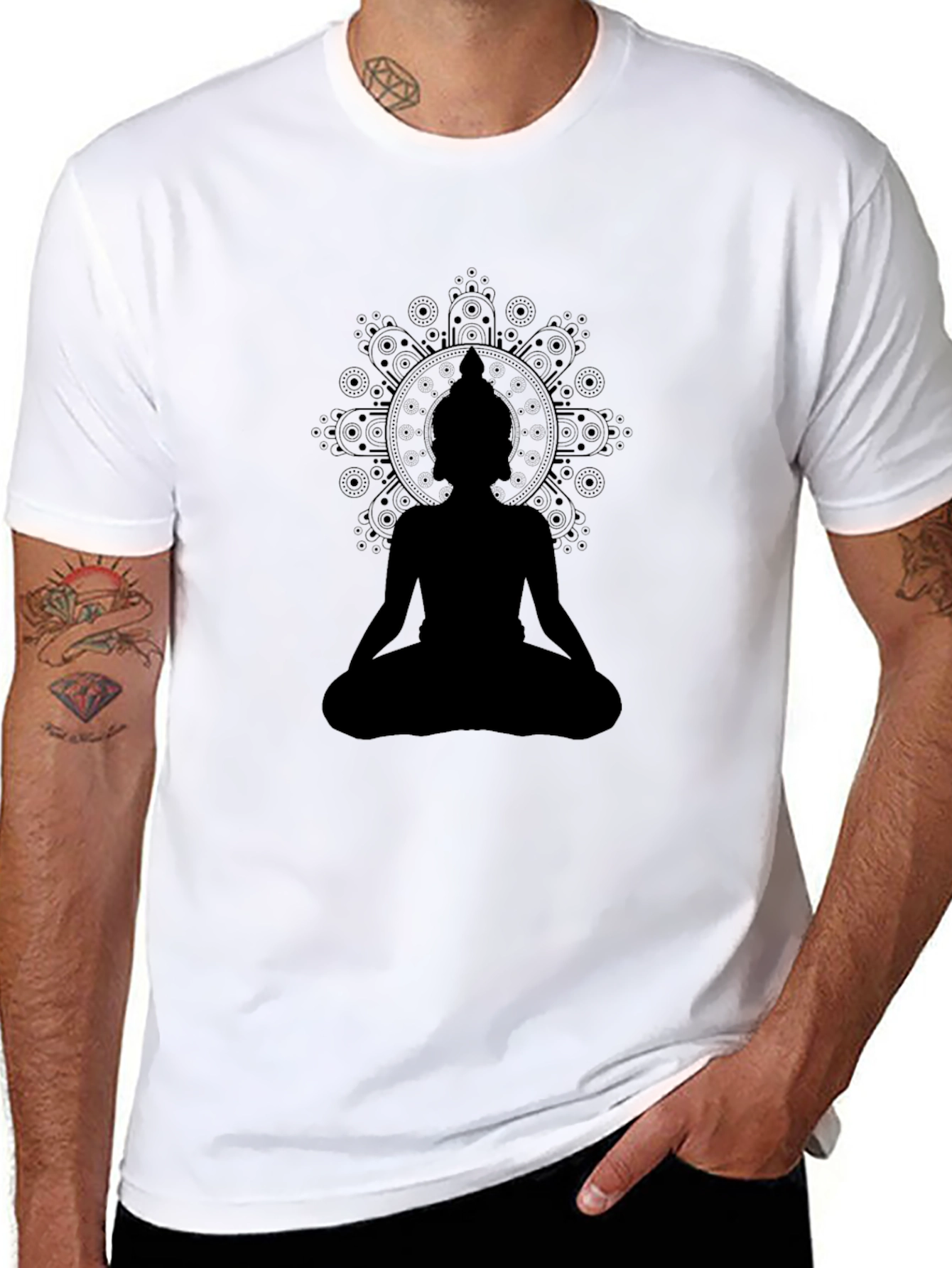Meditate in Style: Black Buddha Mandala T-Shirt