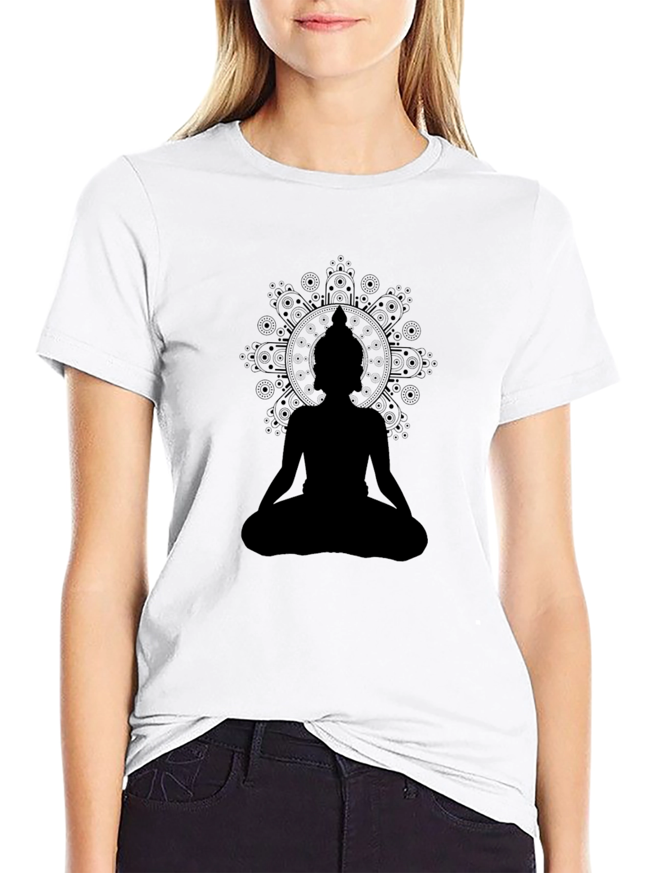 Meditate in Style: Black Buddha Mandala T-Shirt