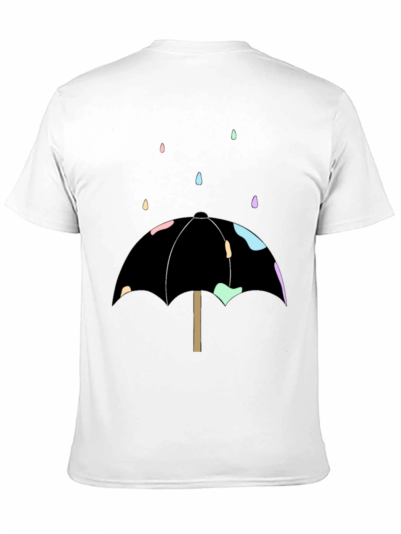 Umbrella Raindrop Graphic Tee - Black Cotton Casual Shirt