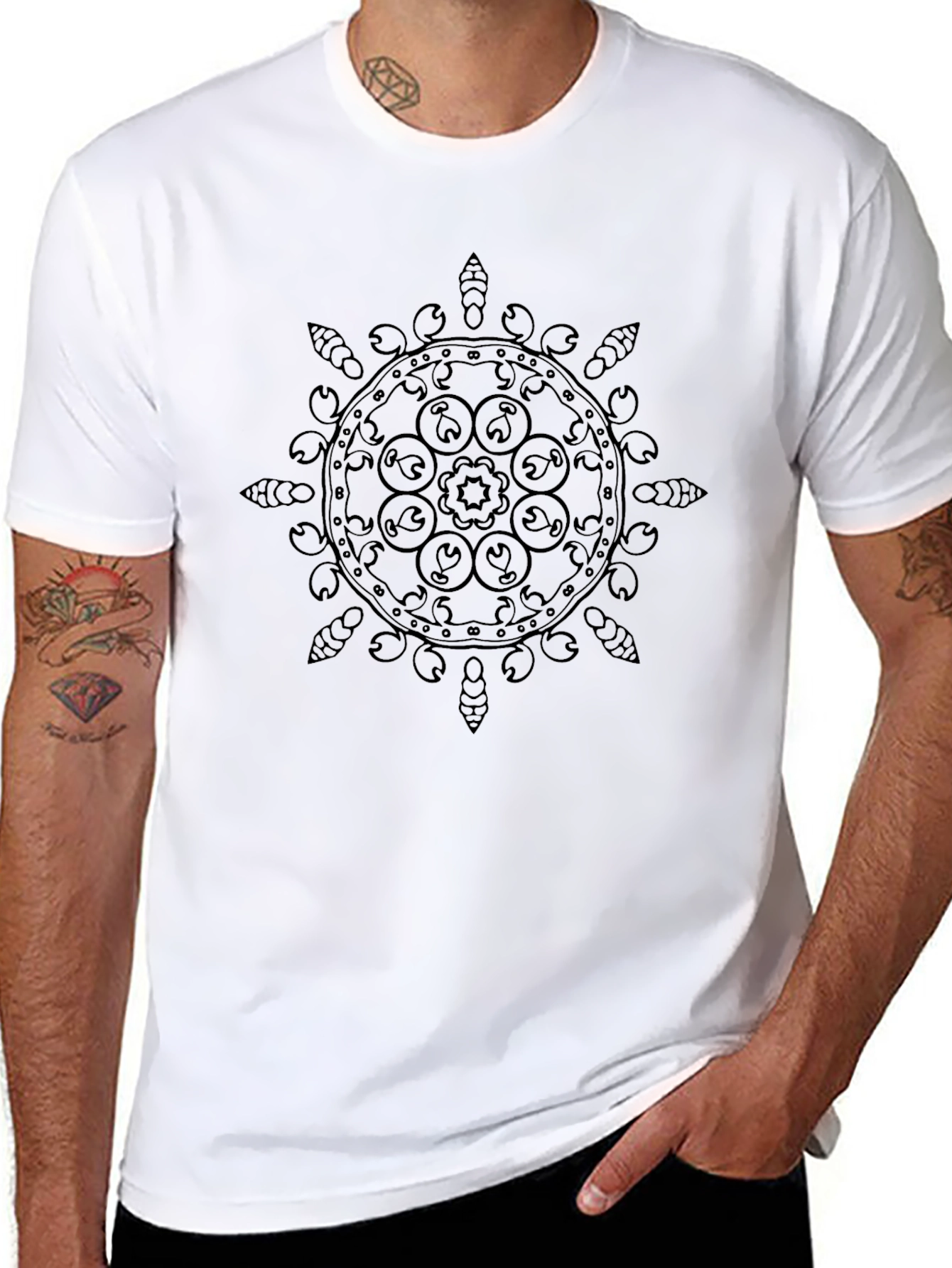 Black Mandala Graphic Tee - Modern Casual Style