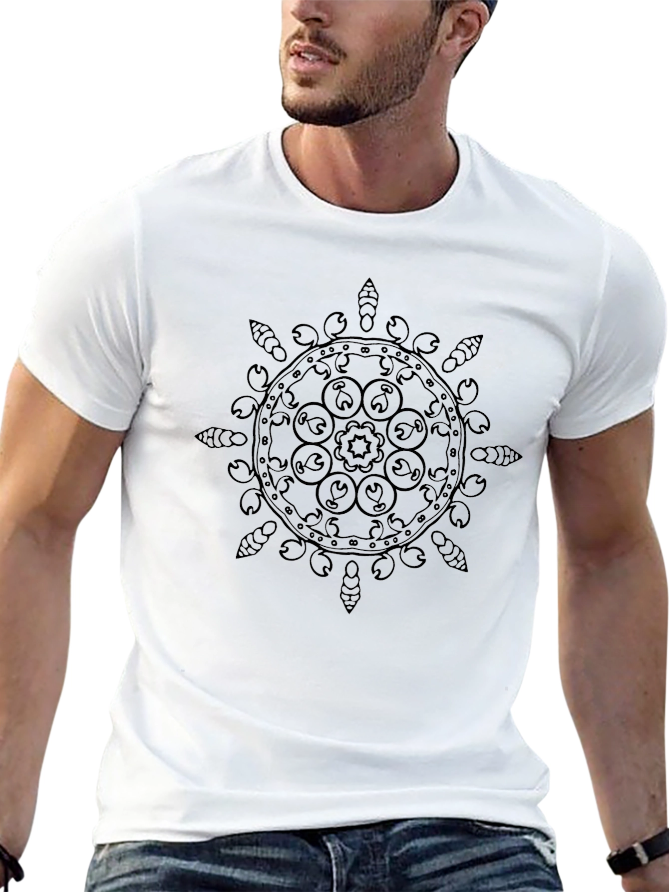 Black Mandala Graphic Tee - Modern Casual Style