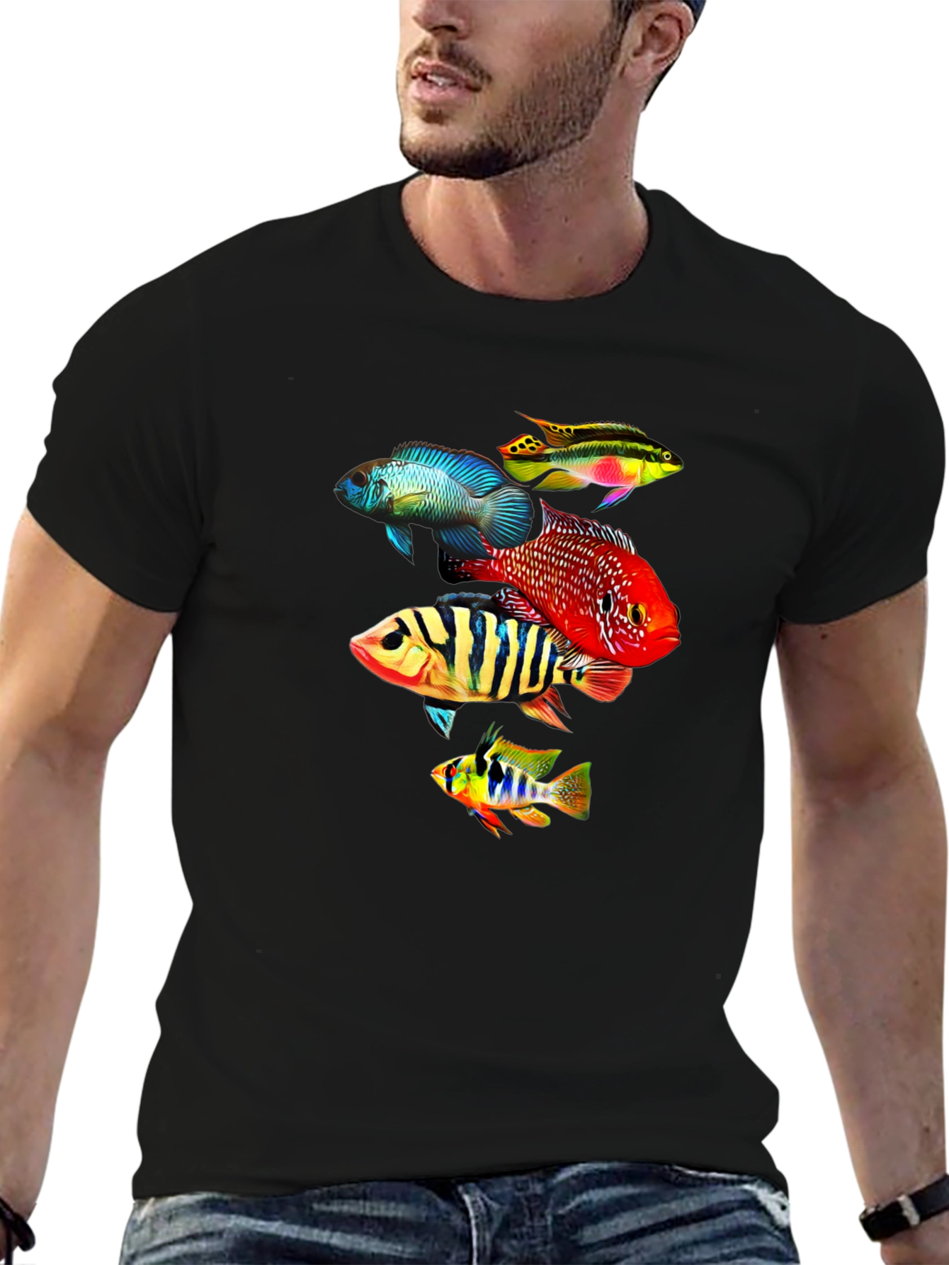 Colorful Fish Graphic T-Shirt