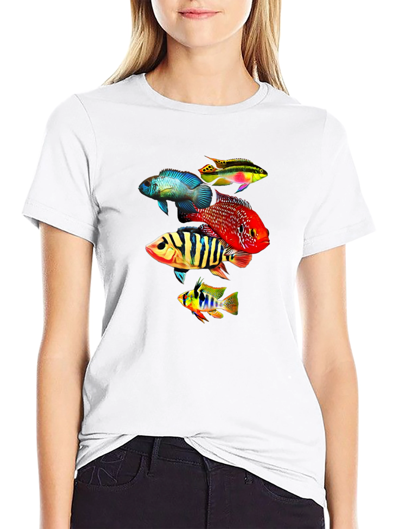 Colorful Fish Graphic T-Shirt