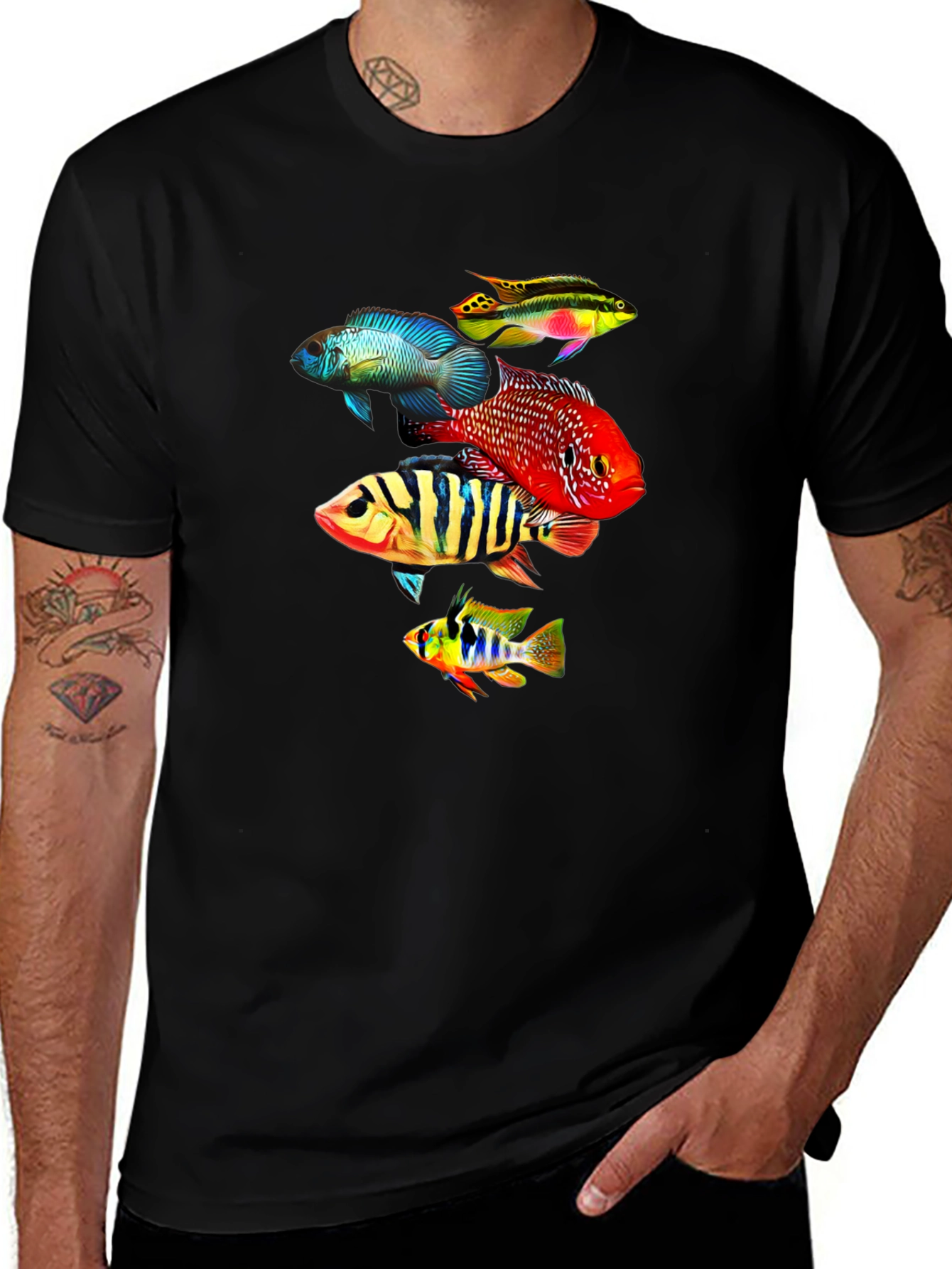Colorful Fish Graphic T-Shirt