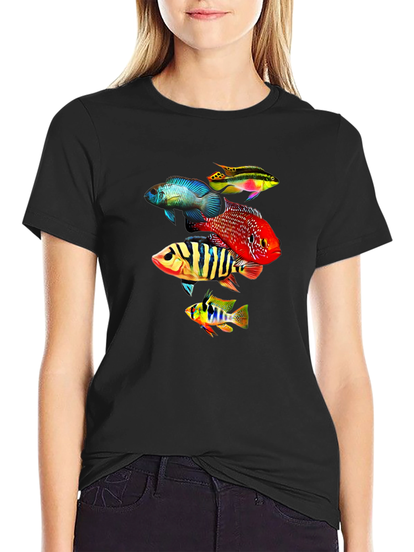 Colorful Fish Graphic T-Shirt