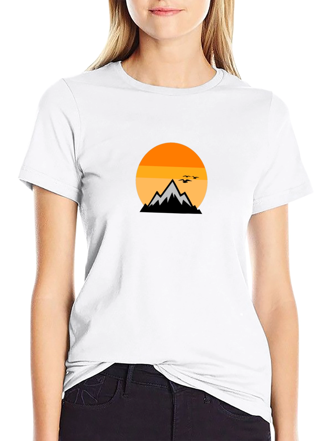 Mountain Sunset Graphic Tee - Black Cotton Comfort
