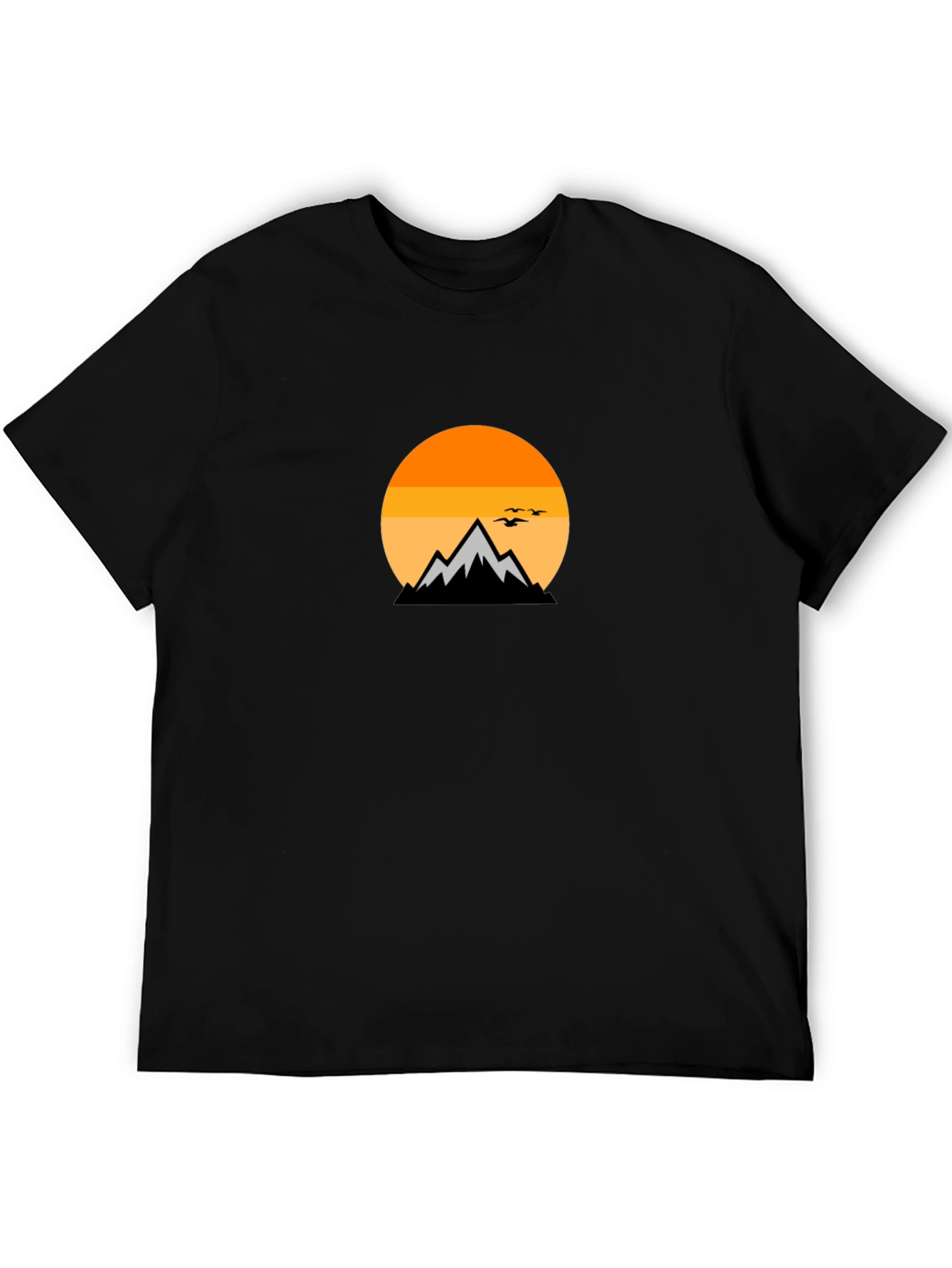 Mountain Sunset Graphic Tee - Black Cotton Comfort