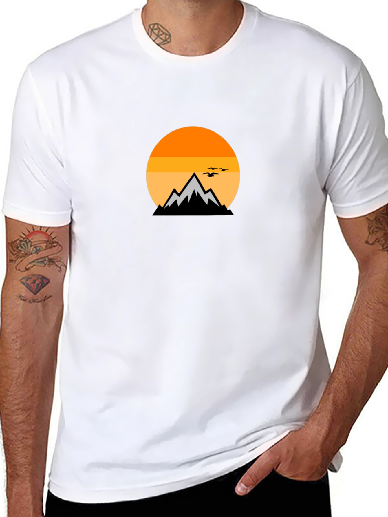 Mountain Sunset Graphic Tee - Black Cotton Comfort