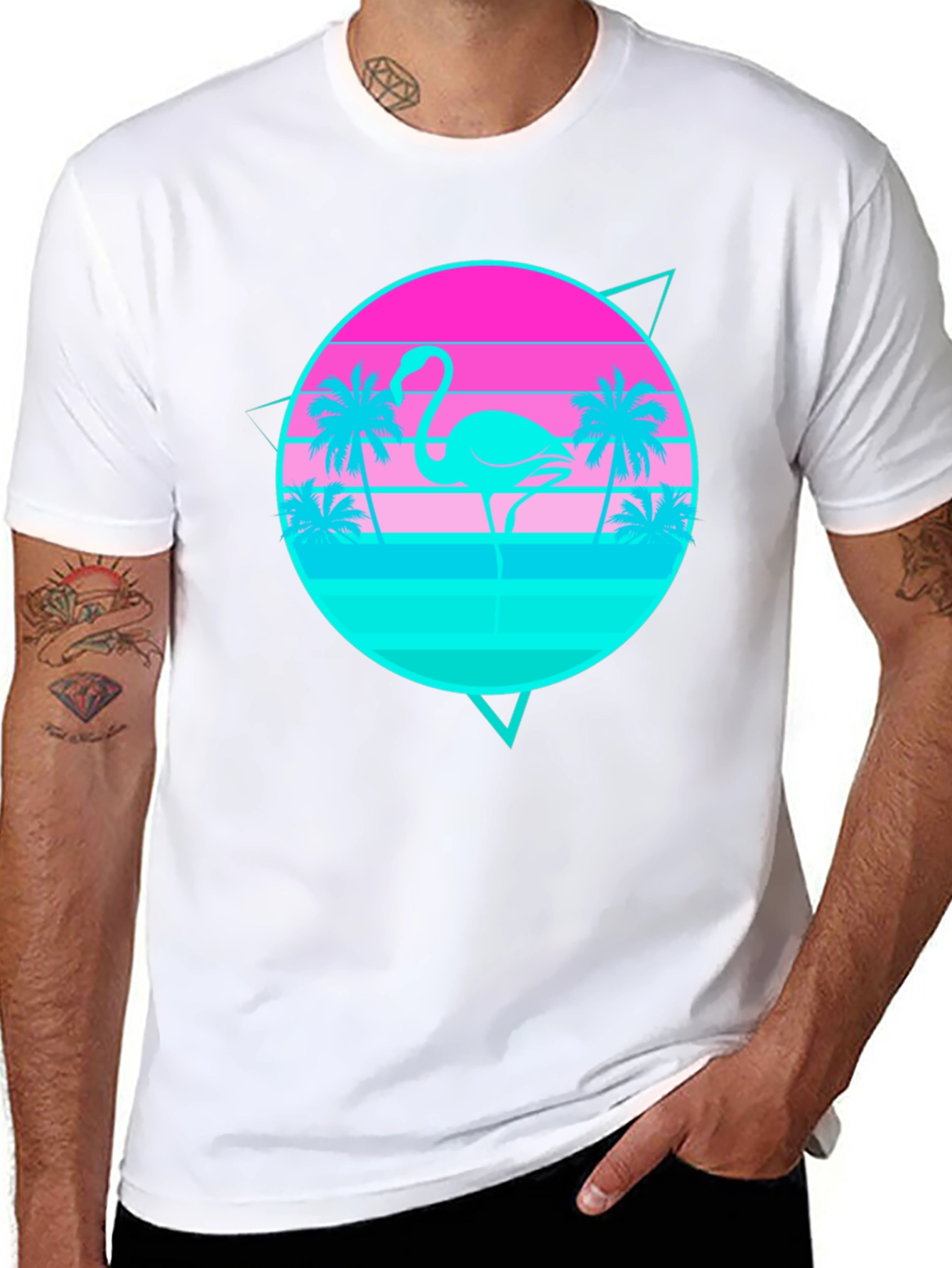 Retro Flamingo Sunset Graphic Tee