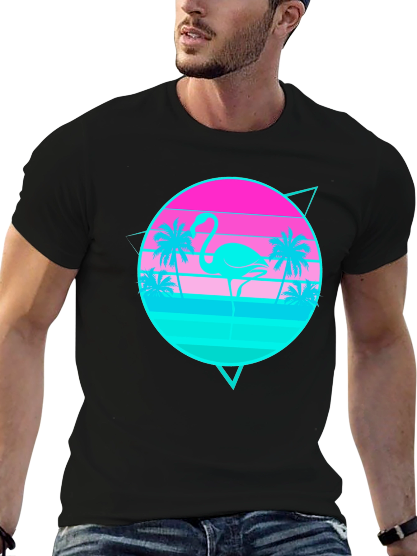 Retro Flamingo Sunset Graphic Tee