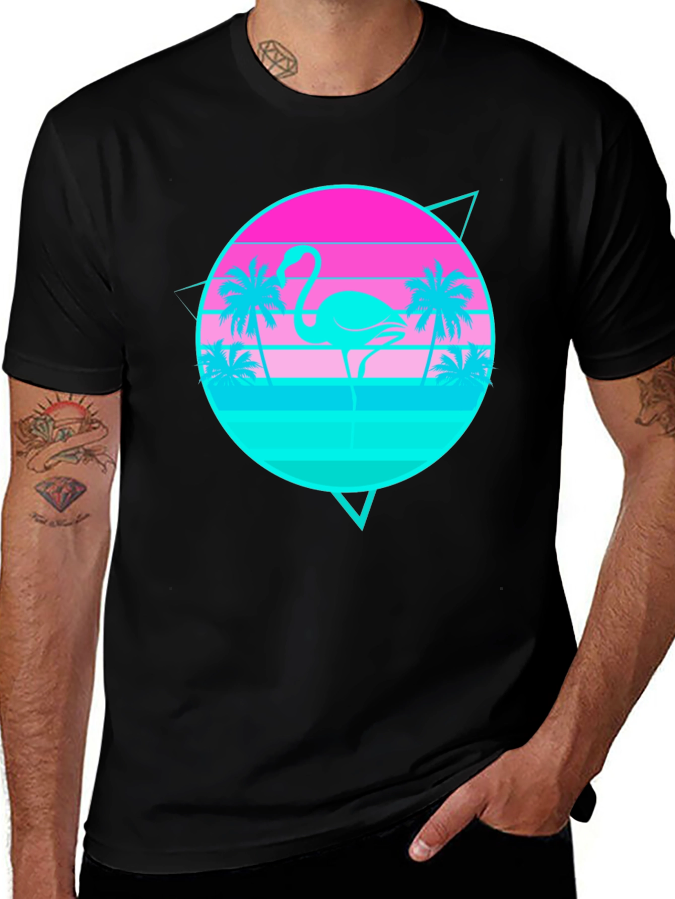 Retro Flamingo Sunset Graphic Tee