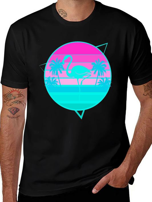 Retro Flamingo Sunset Graphic Tee