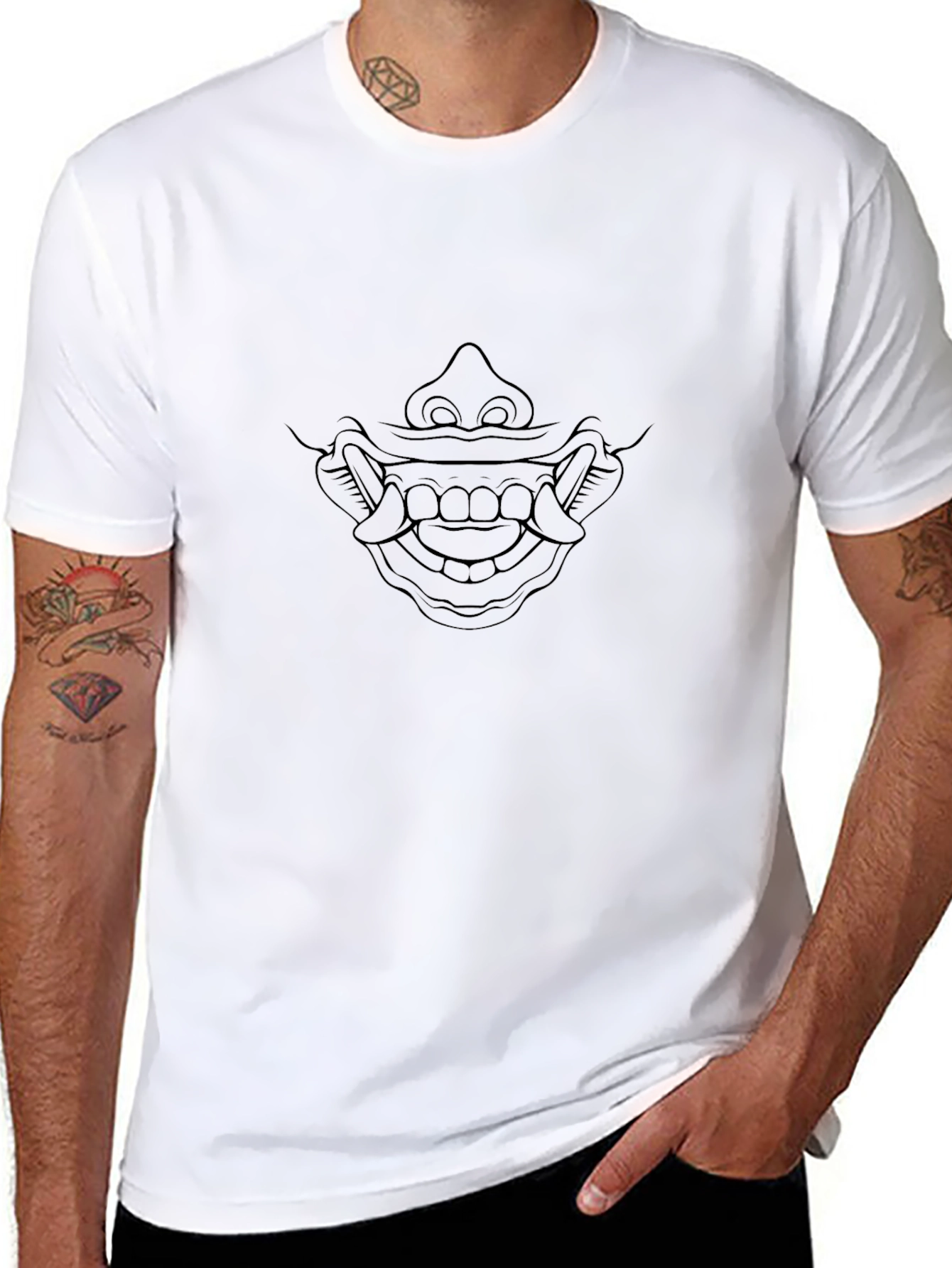 Samurai Oni Mask Graphic Tee - Mens Black T-Shirt