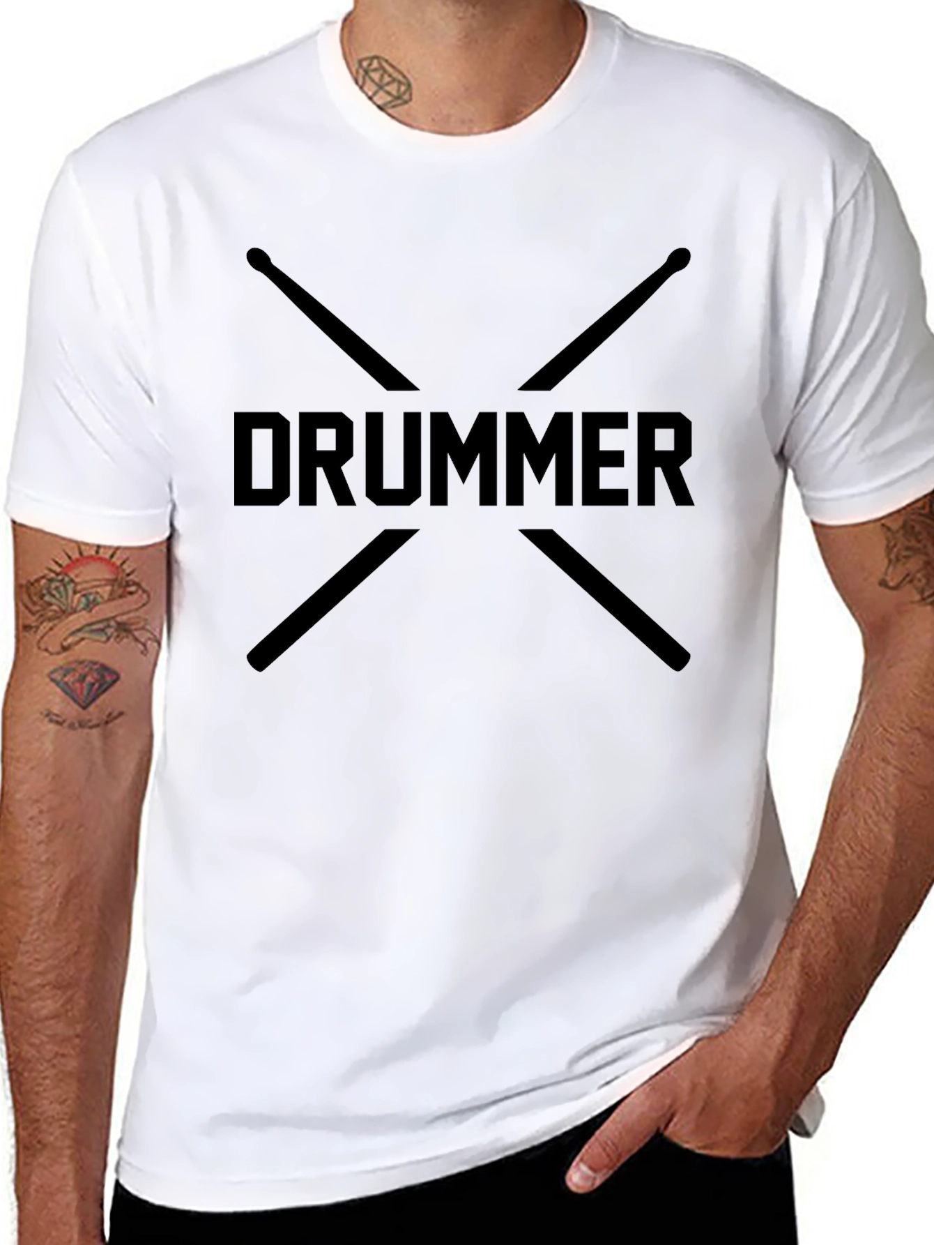 Drummer T-Shirt - Crossed Drumsticks Graphic Tee