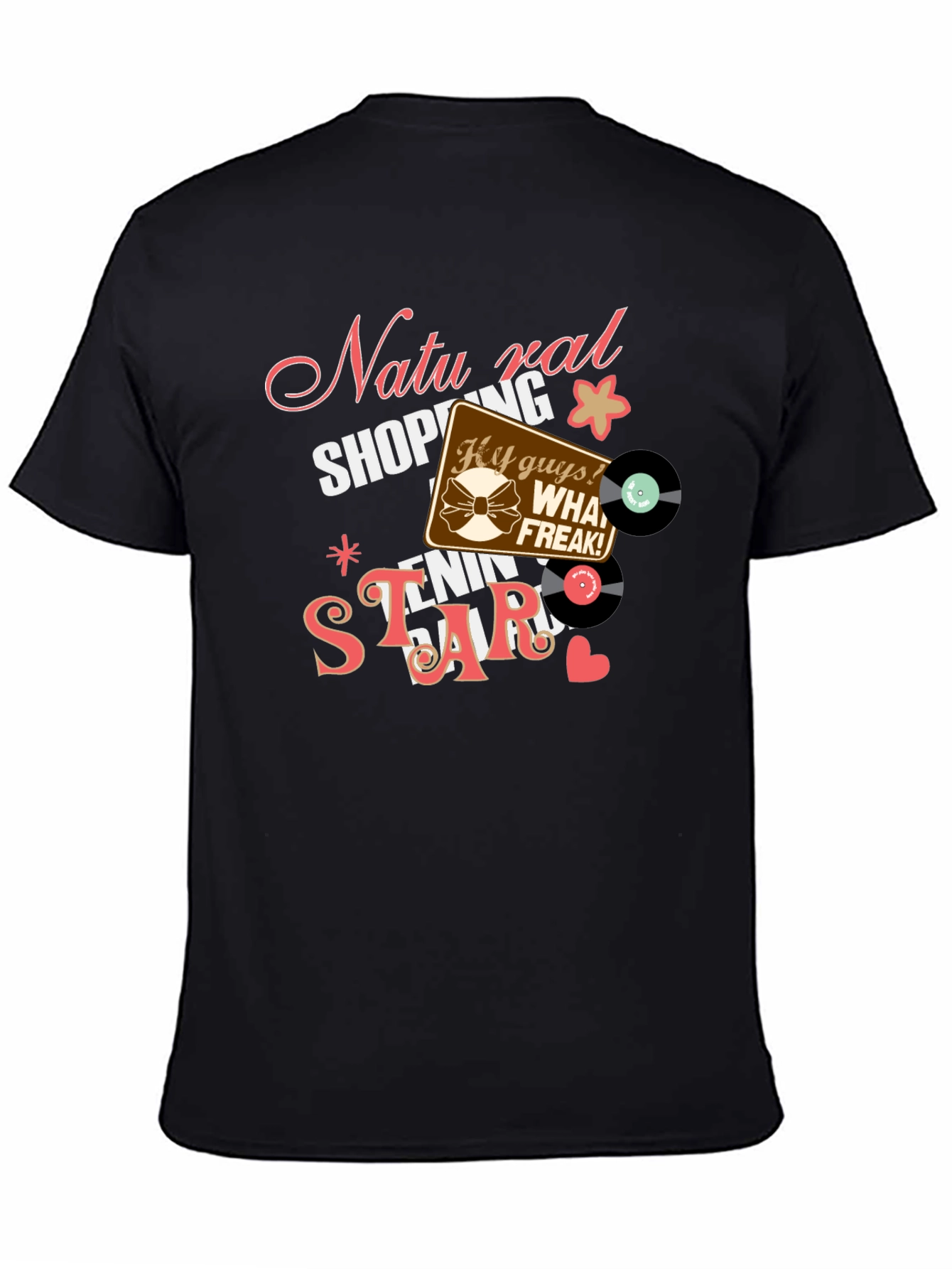 Natural Shopping Tennis Star Black T-Shirt