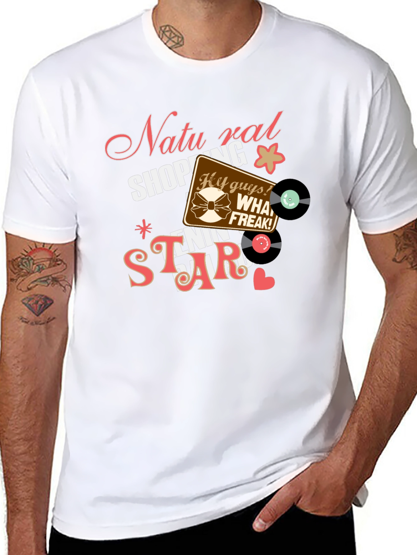 Natural Shopping Tennis Star Black T-Shirt