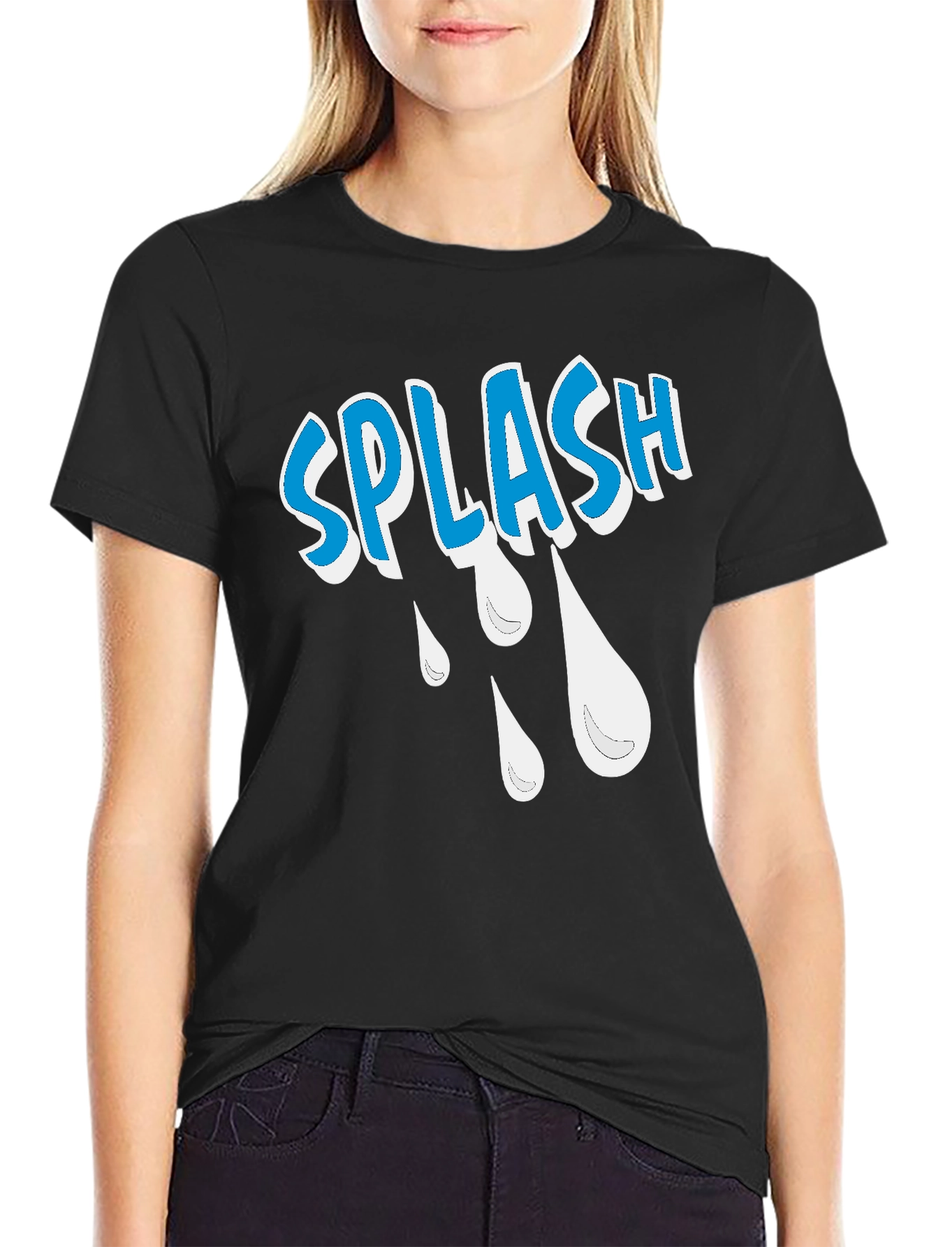 Splash Graphic Tee - Cool Design Black Cotton T-Shirt