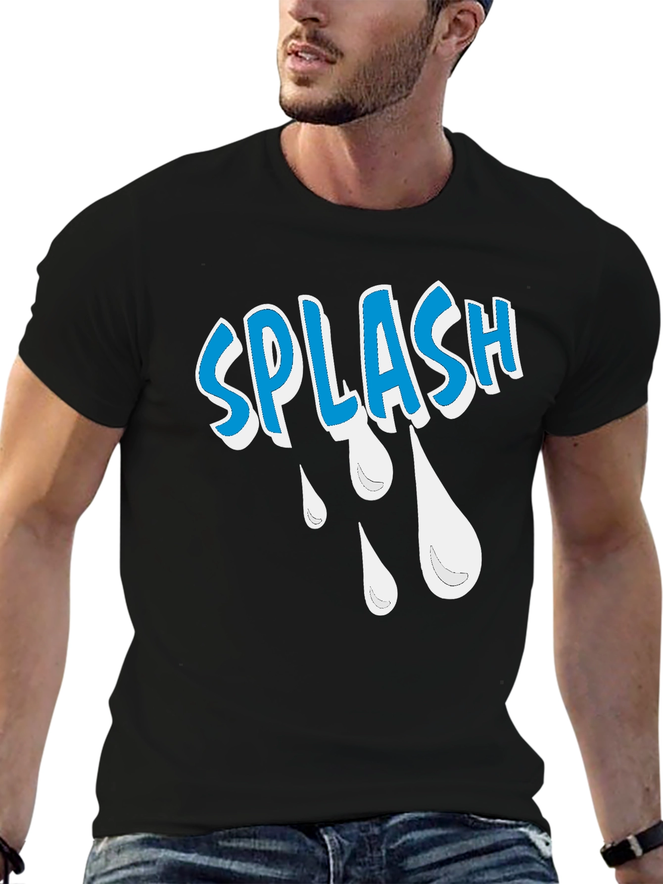 Splash Graphic Tee - Cool Design Black Cotton T-Shirt