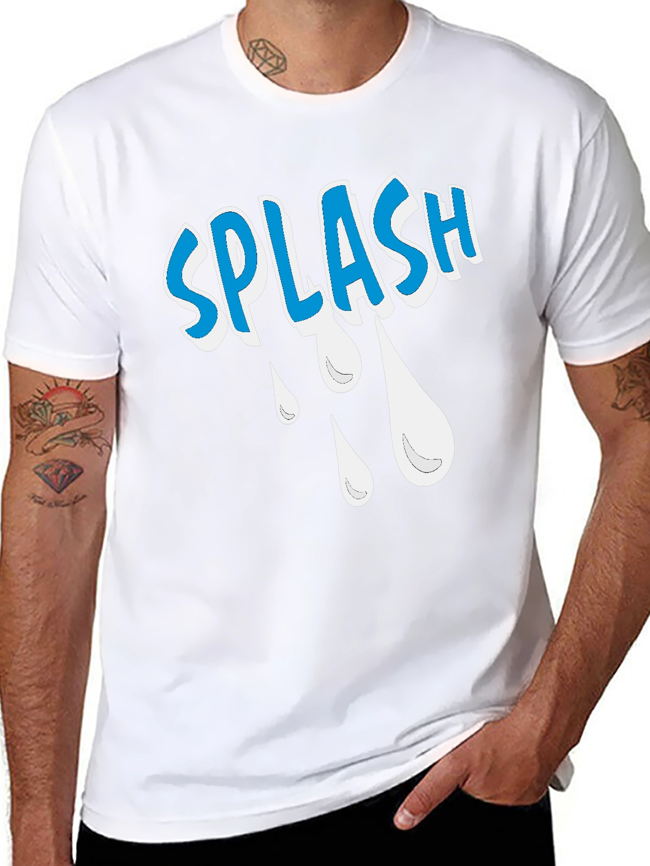 Splash Graphic Tee - Cool Design Black Cotton T-Shirt