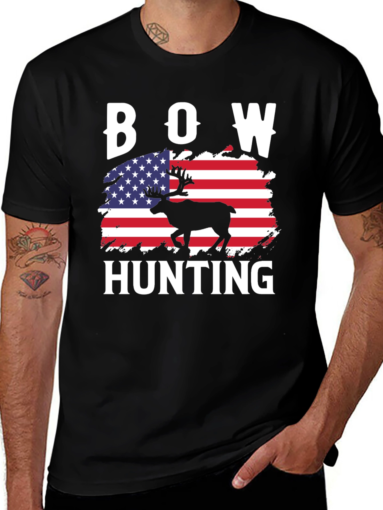 Bow Hunting American Flag T-Shirt