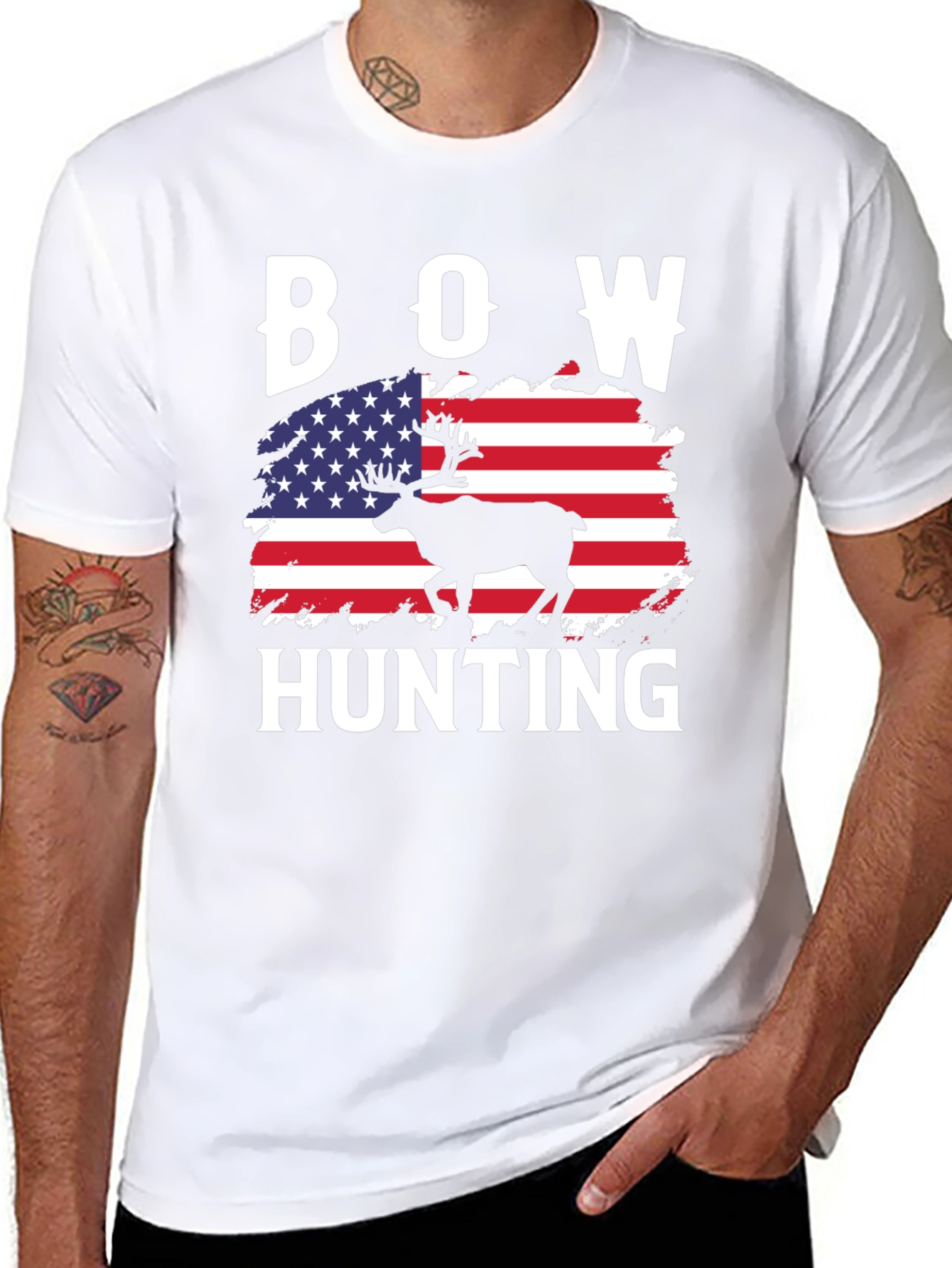 Bow Hunting American Flag T-Shirt