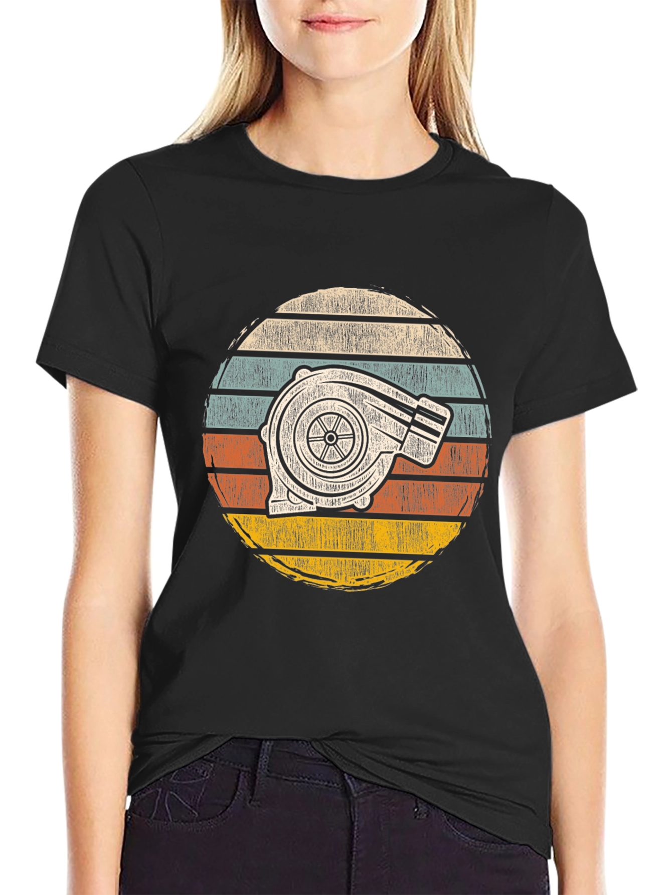 Turbocharged Sunset Tee - Retro Automotive Style