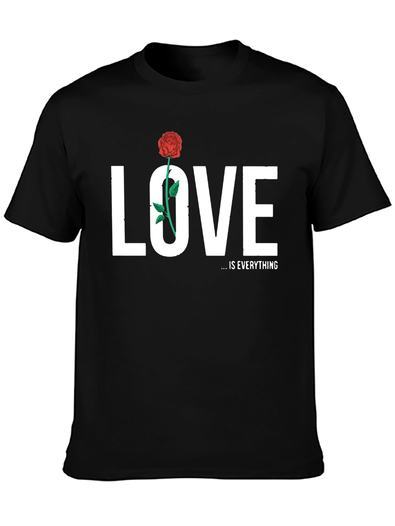 Love is Everything Rose Graphic Tee - Black
