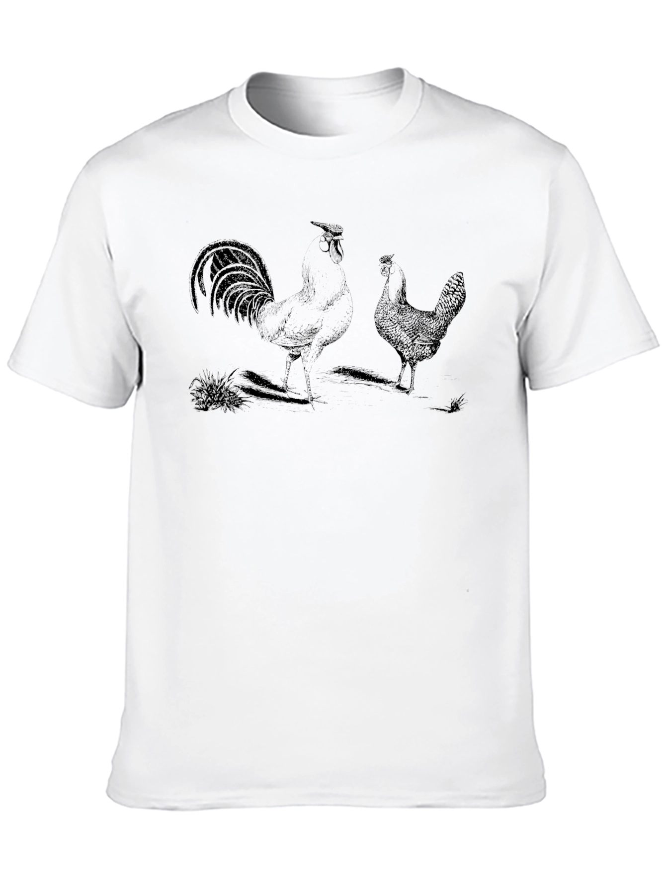Rooster & Hen Graphic Print Black T-Shirt