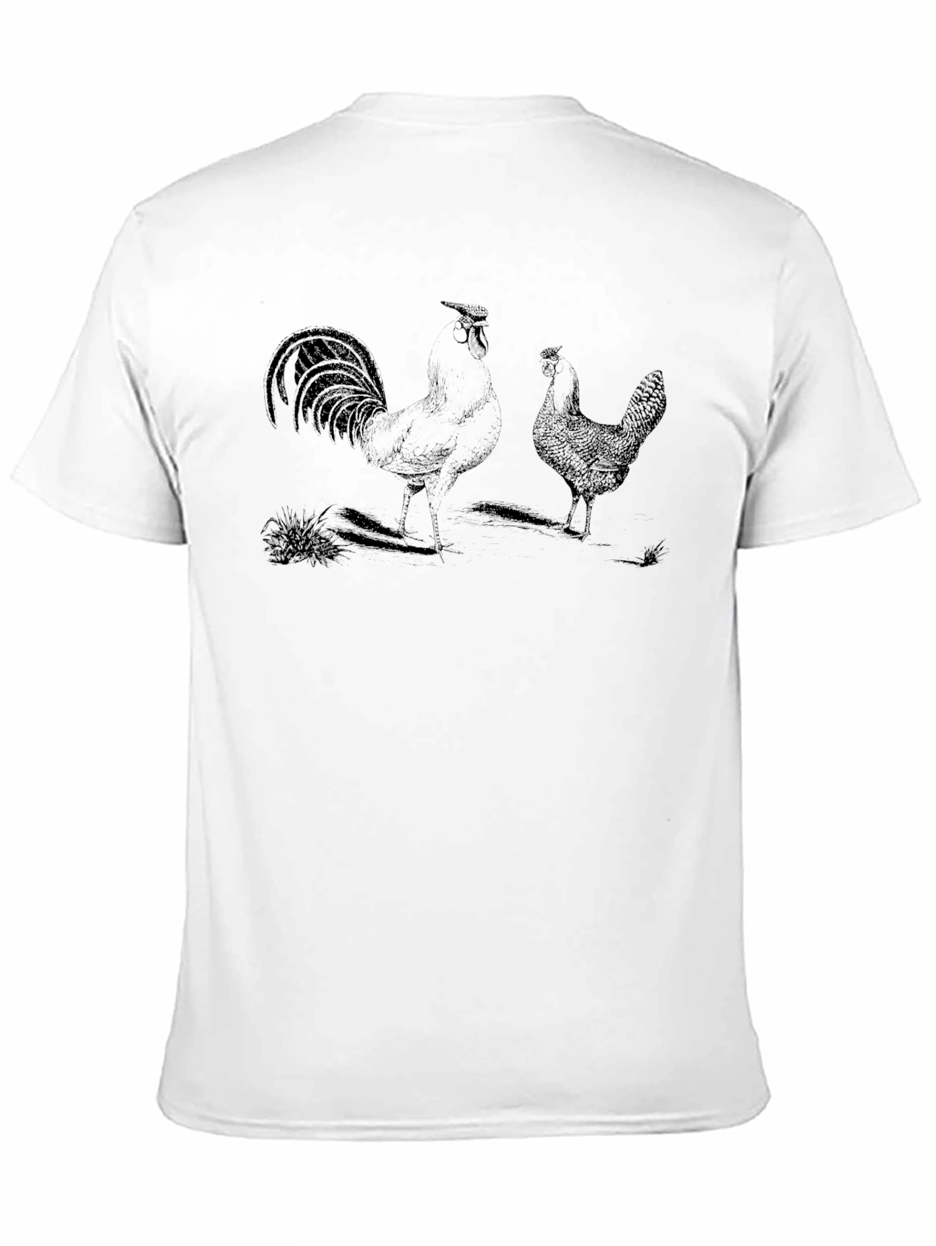 Rooster & Hen Graphic Print Black T-Shirt
