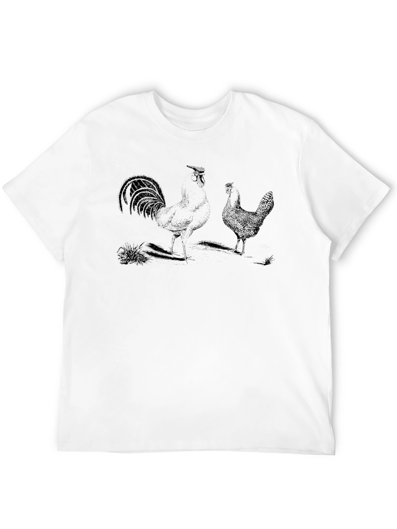Rooster & Hen Graphic Print Black T-Shirt