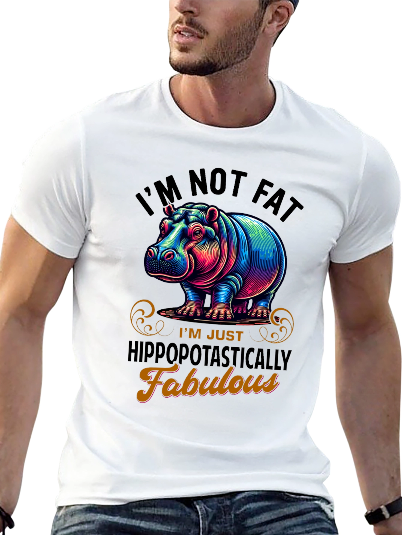 Hippo Fabulous Graphic Tee - Trendy Unisex T-Shirt
