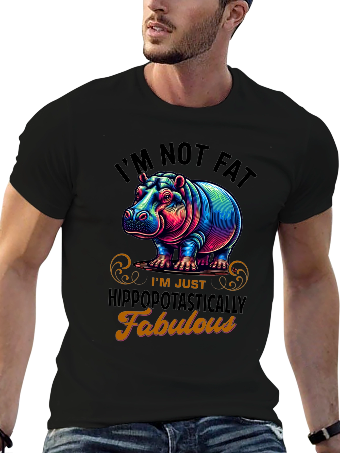 Hippo Fabulous Graphic Tee - Trendy Unisex T-Shirt