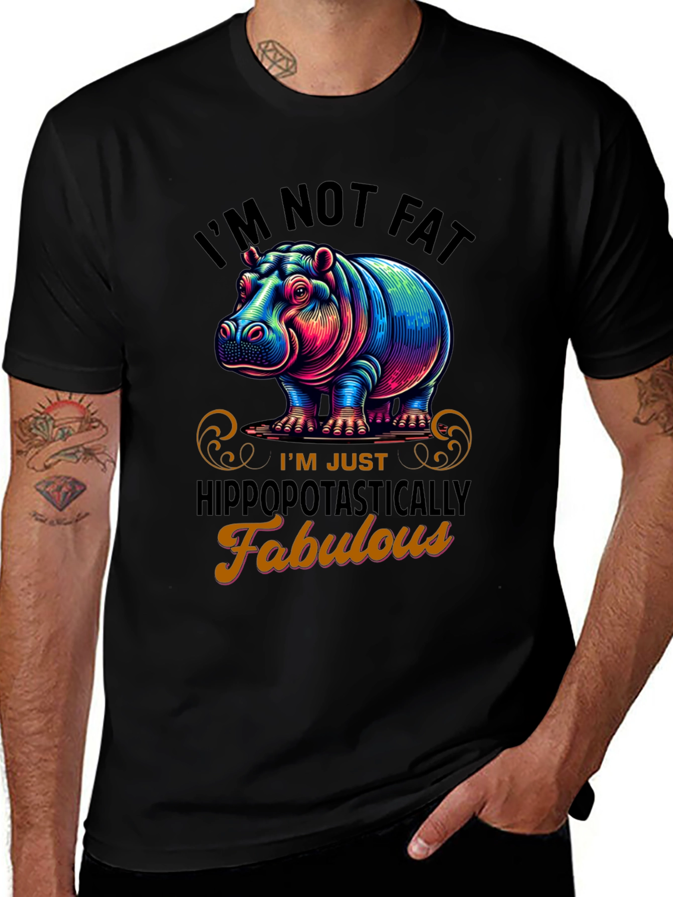 Hippo Fabulous Graphic Tee - Trendy Unisex T-Shirt