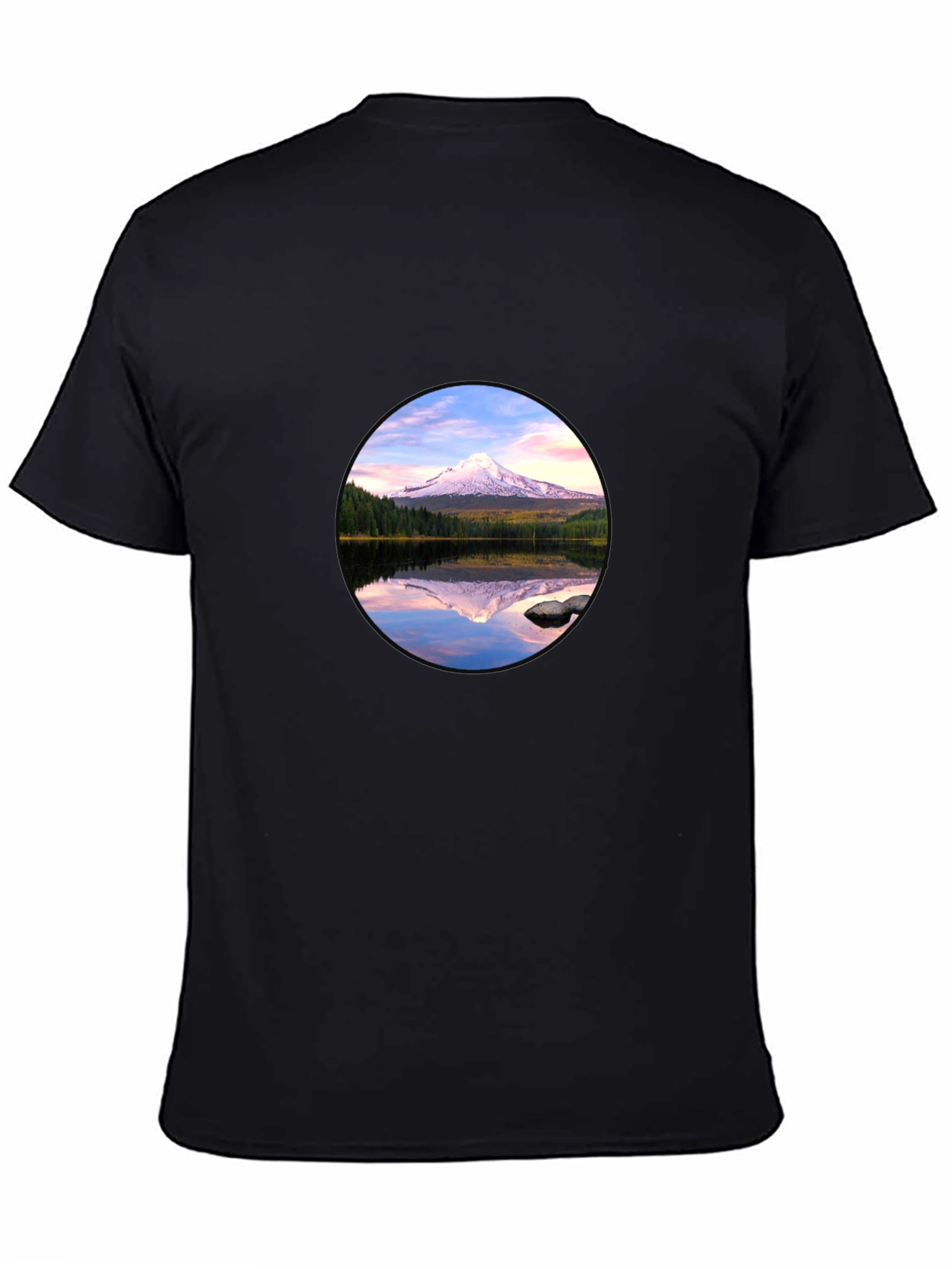 Mountain Reflection Graphic Black T-Shirt