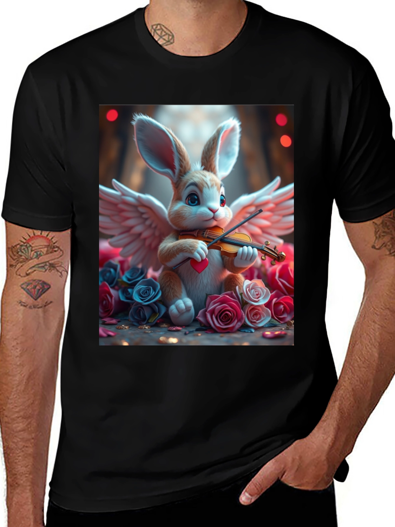 Bunny Angel Playing Violin T-Shirt
