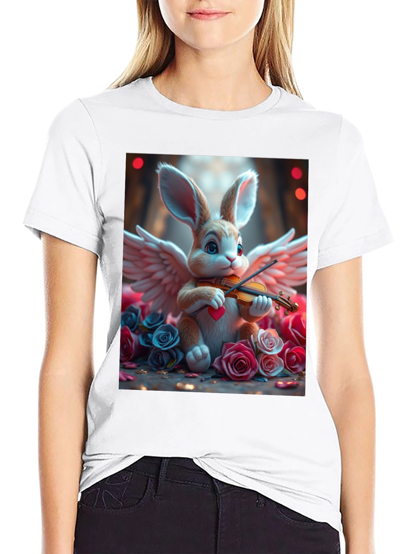 Bunny Angel Playing Violin T-Shirt