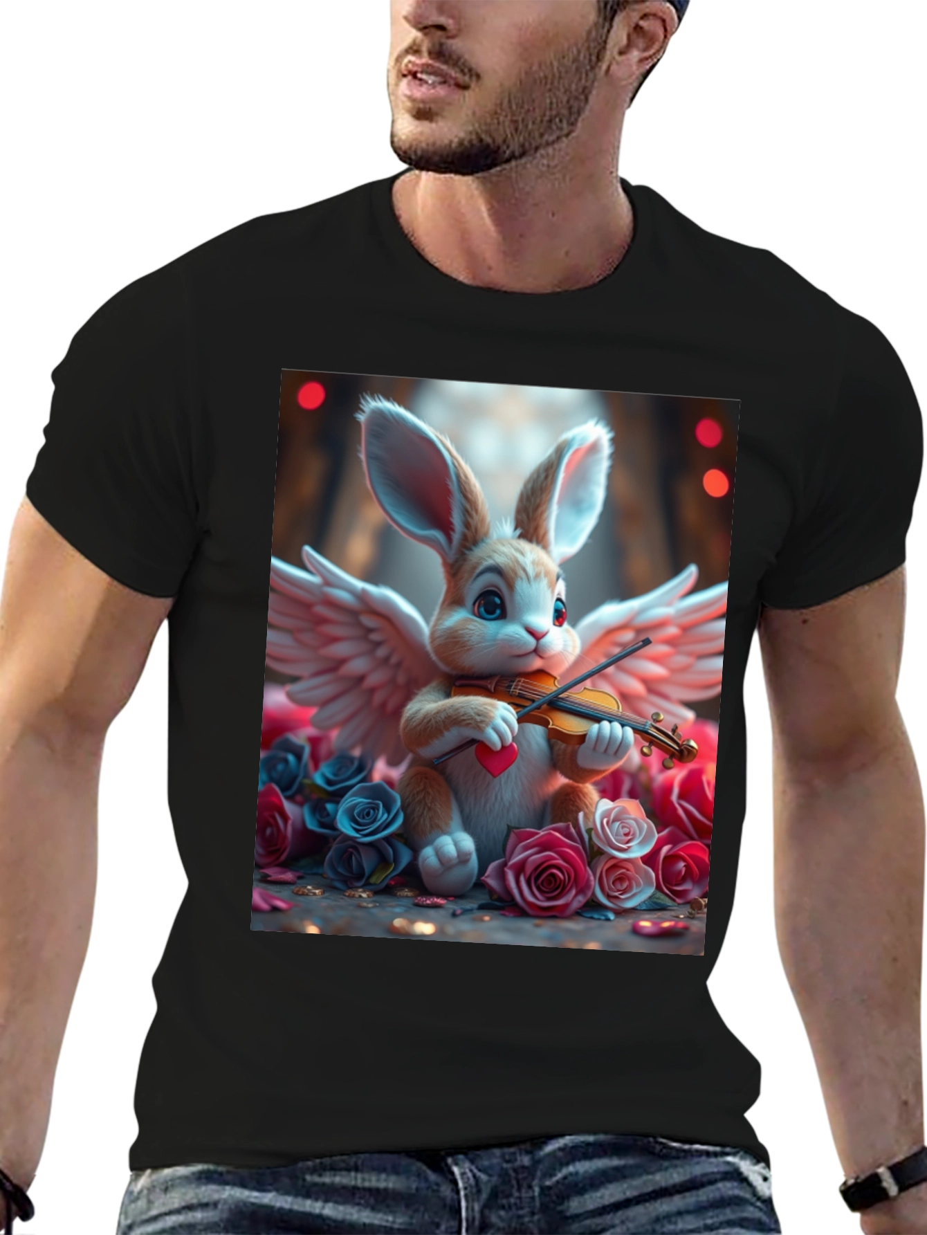 Bunny Angel Playing Violin T-Shirt