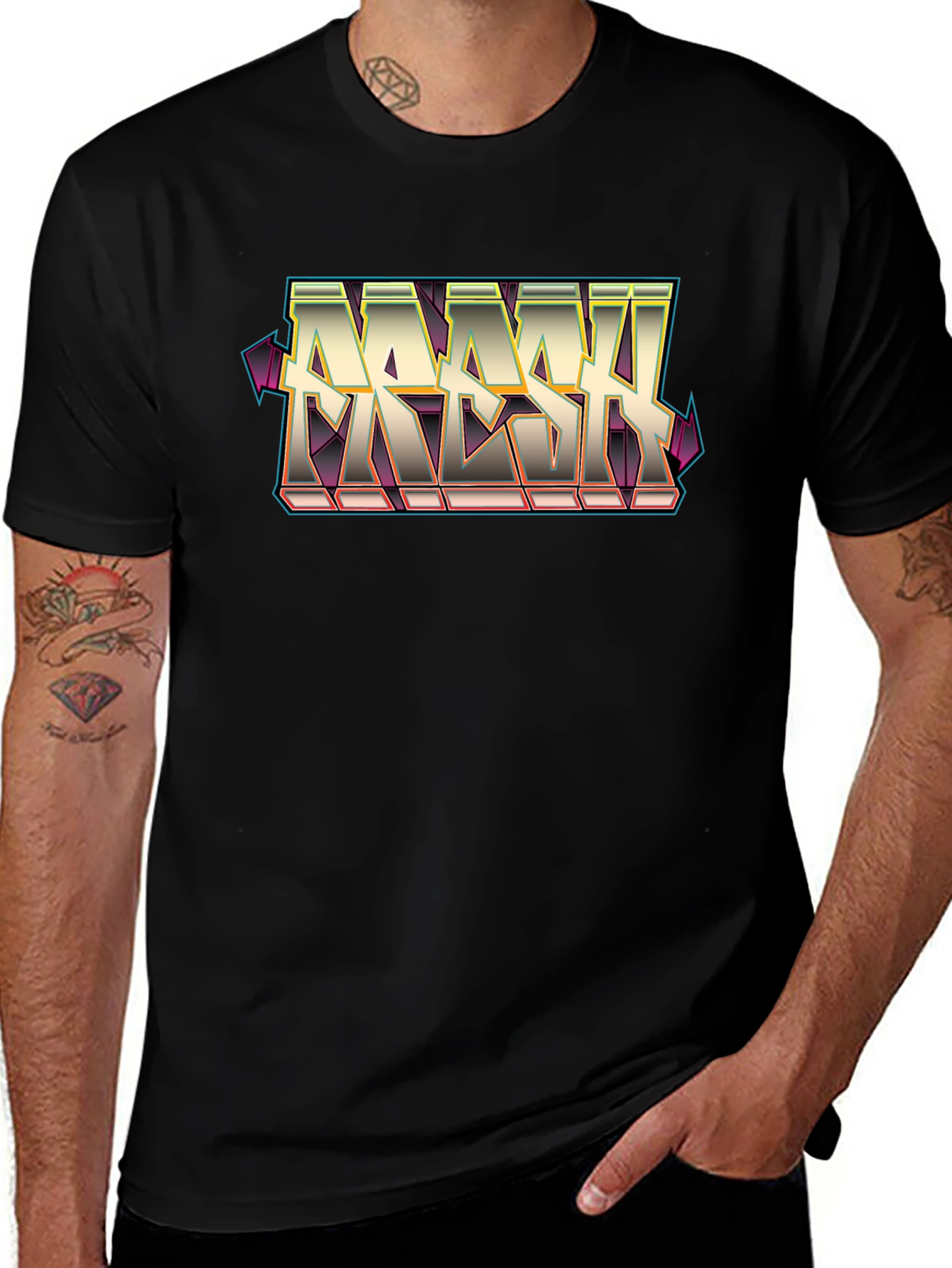 Fresh Graphic Tee - Street Style Black Cotton T-Shirt
