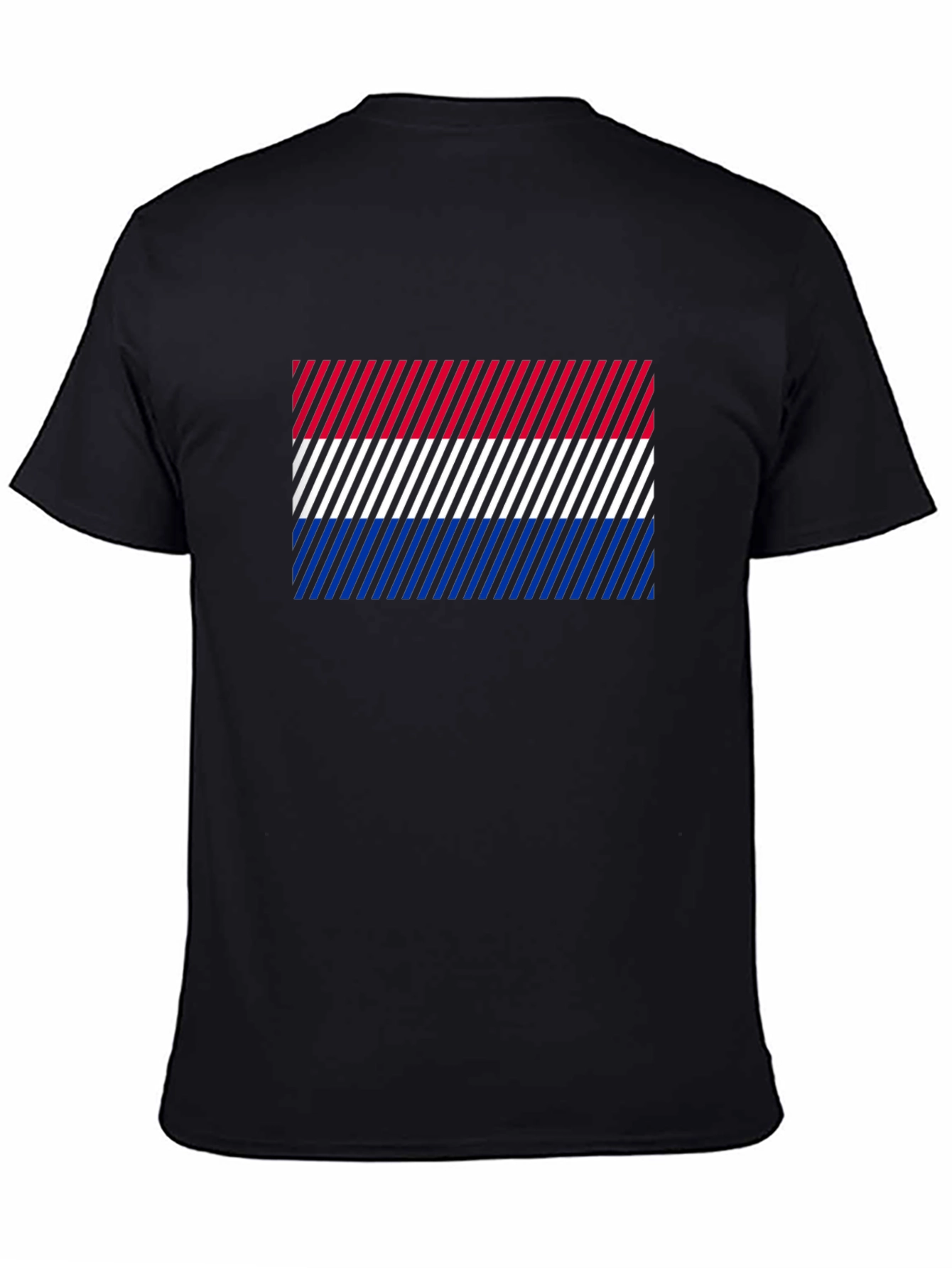 Striped Flag Graphic Print Crew Neck Tee