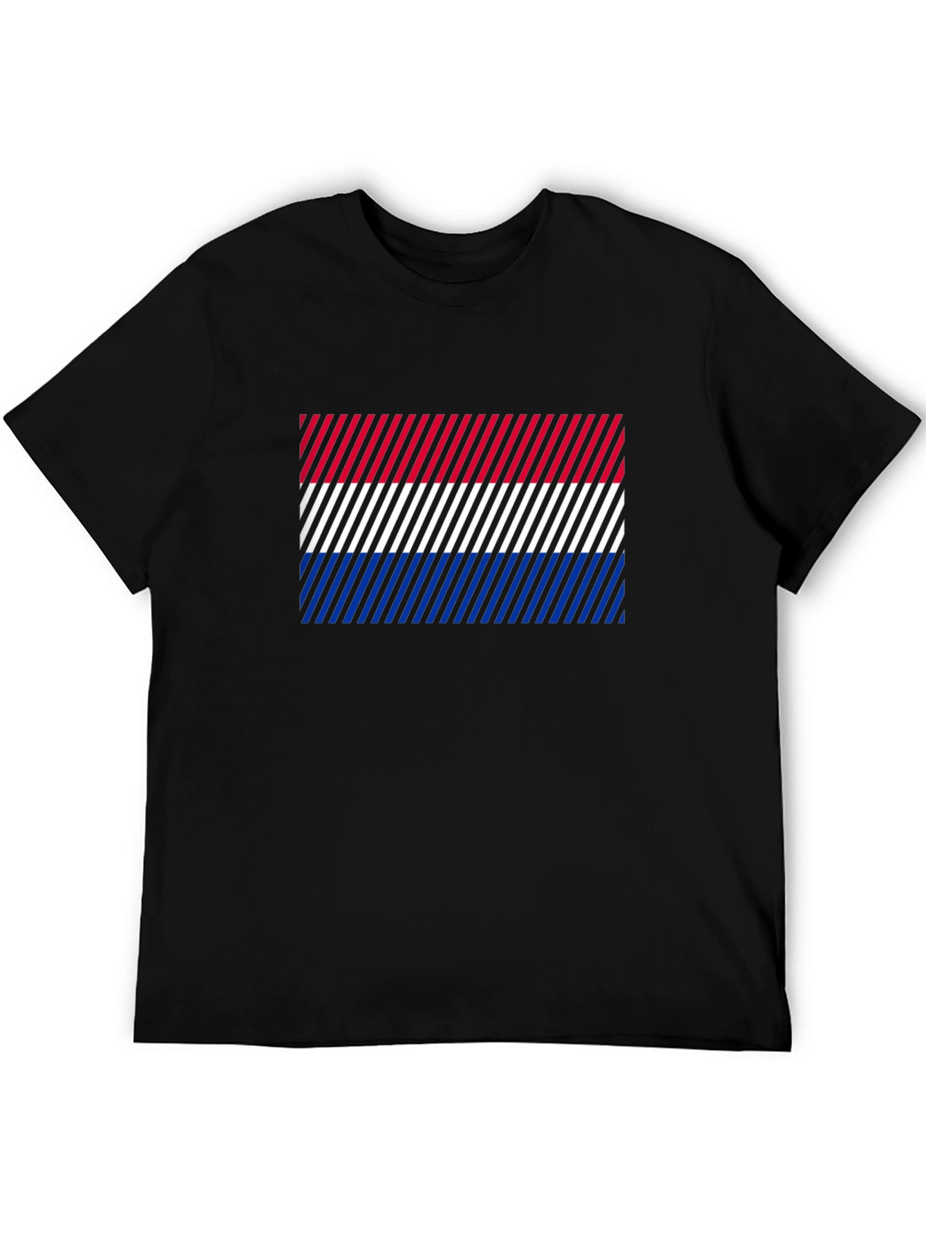 Striped Flag Graphic Print Crew Neck Tee