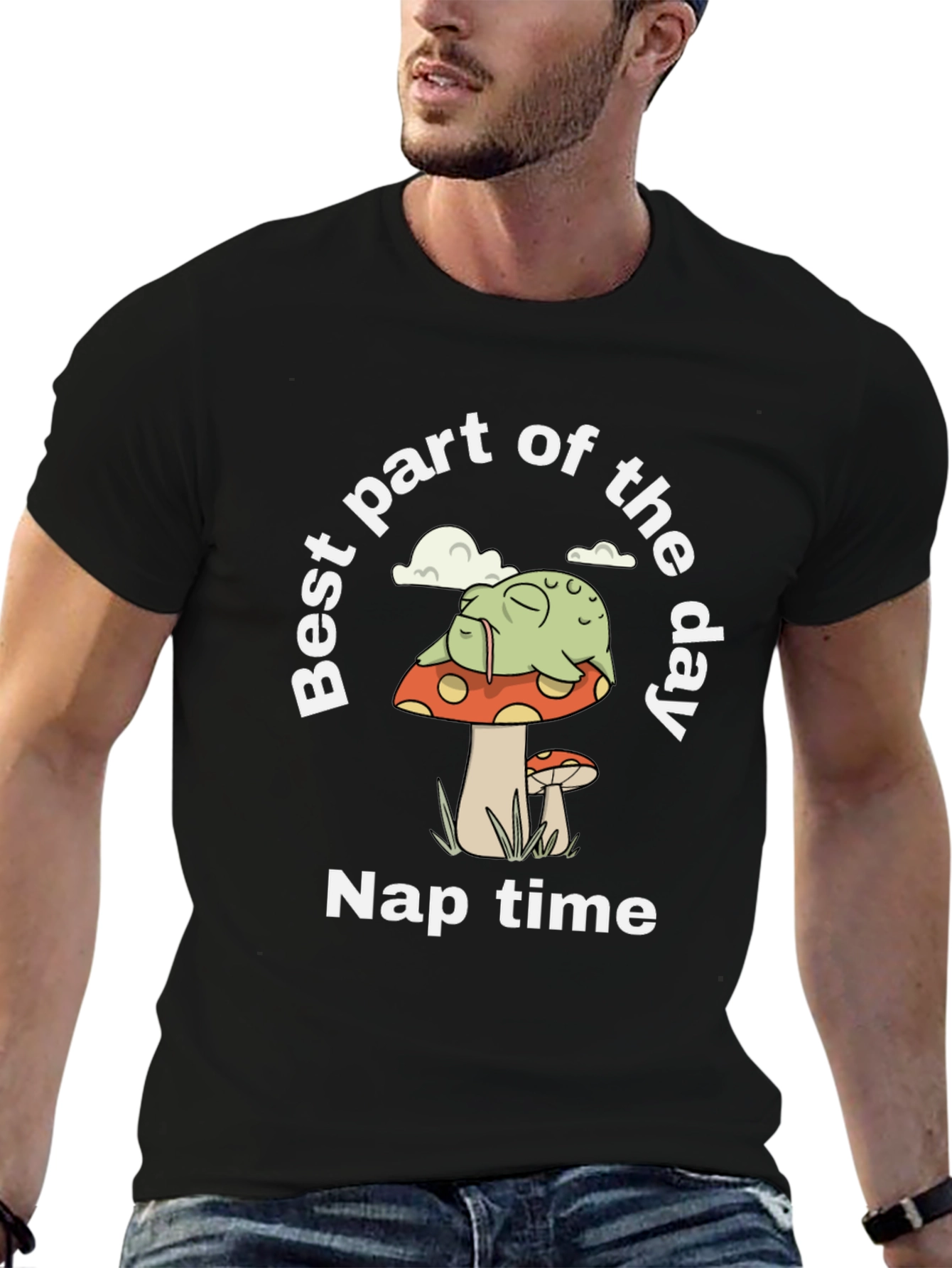 Nap Time Frog on Mushroom Graphic Tee