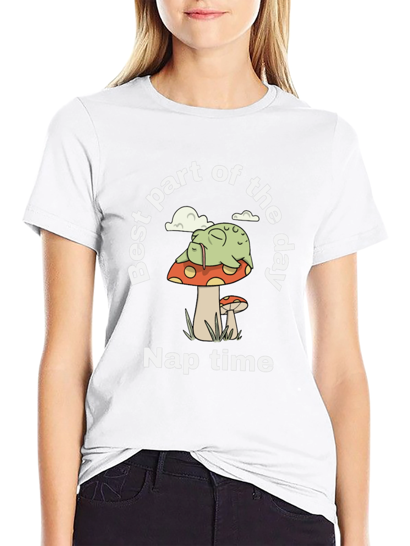 Nap Time Frog on Mushroom Graphic Tee
